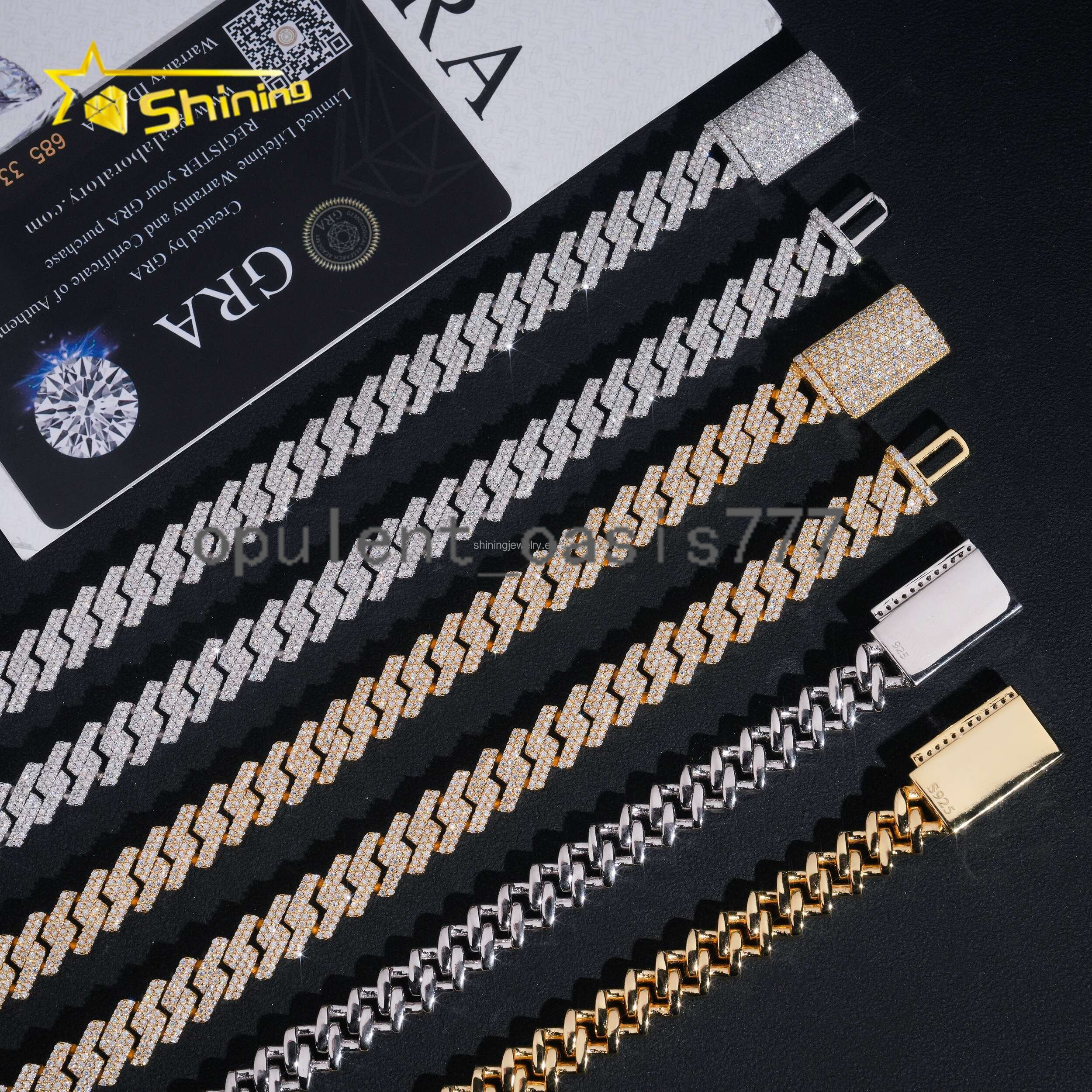 Bulk Stock New Arrivals Prong Setting GRA Certificate S925 10mm Iced Out VVS Moissanite Miami Cuban Link Chain Bracelet Set
