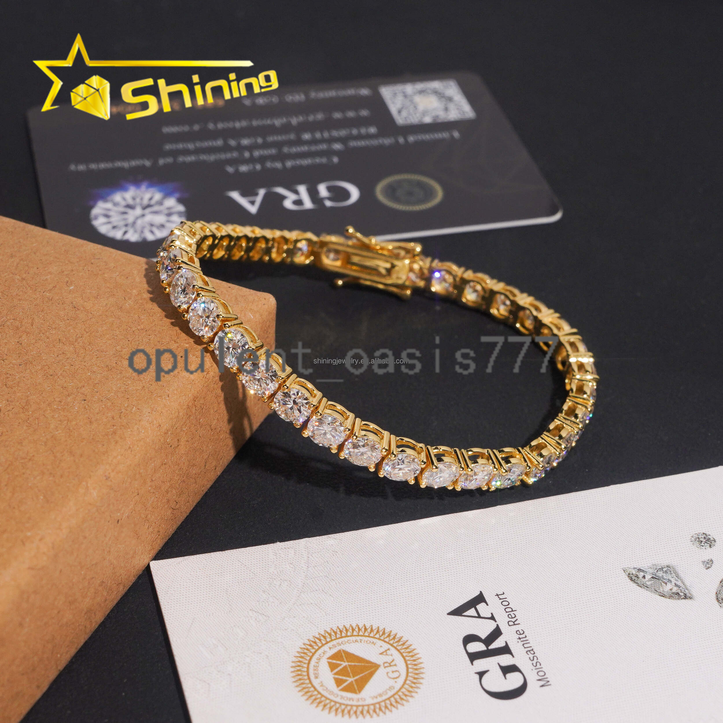 In Stock Ship in USA Warehouse Hip Hop Fire Jewelry FL 5mm Moissanite Prong Setting S925 Solid Silver Iced Out Tennis Bracelet