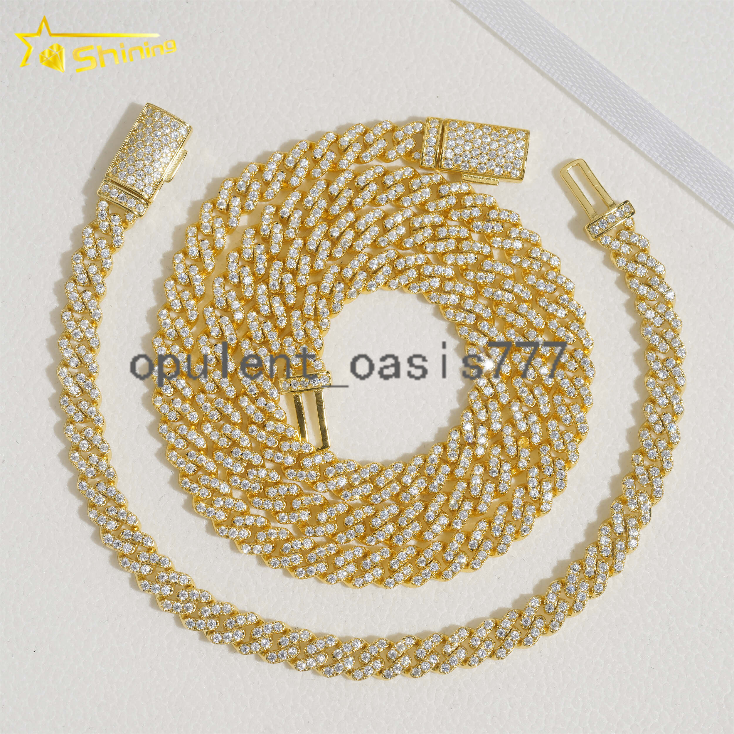 Hot Selling Hip Hop Cuban Necklace Iced Out 925 Sterling Silver Gold Plated 6MM VVS Moissanite Diamond Cuban Link Chain