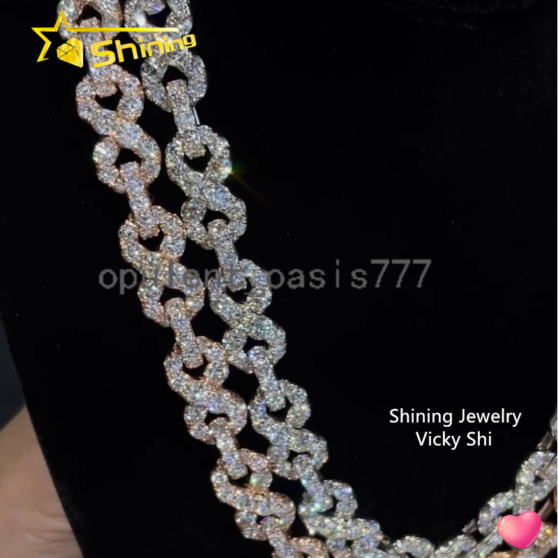 Iced Out 13MM Infinity Link GRA Men Hip Hop Cuban Link Chain 925 Sterling Silver Moissanite Hip Hop Jewelry