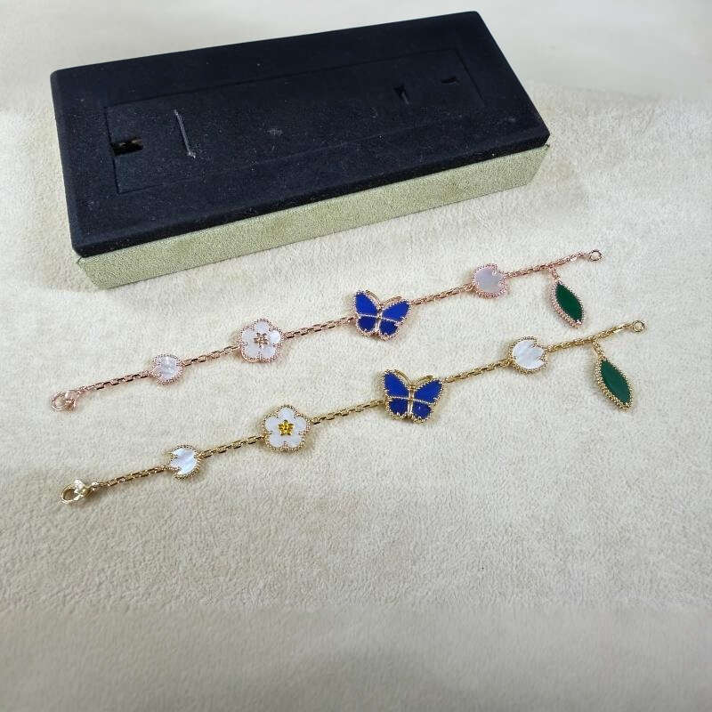 2026 New High-Quality Blue Butterfly Floral Bracelet for Women - Fashionable, Unique, Classic, Retro, Simple, Luxurious Jewelry, Party Gift
