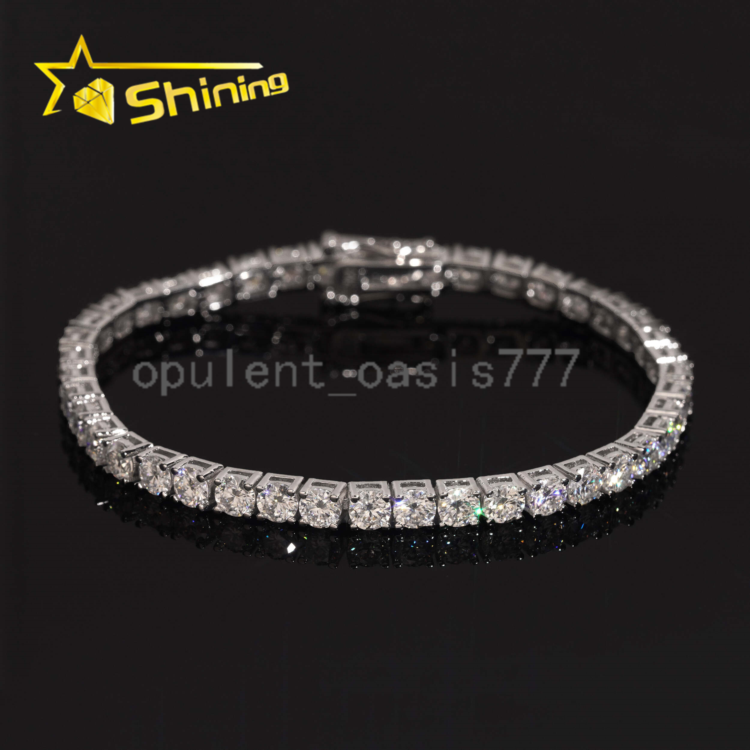 USA Warehouse Local Stock GRA Cert 4MM 925 Solid Silver Hip Hop Iced Out VVS Moissanite Diamond Tennis Chain Bracelet