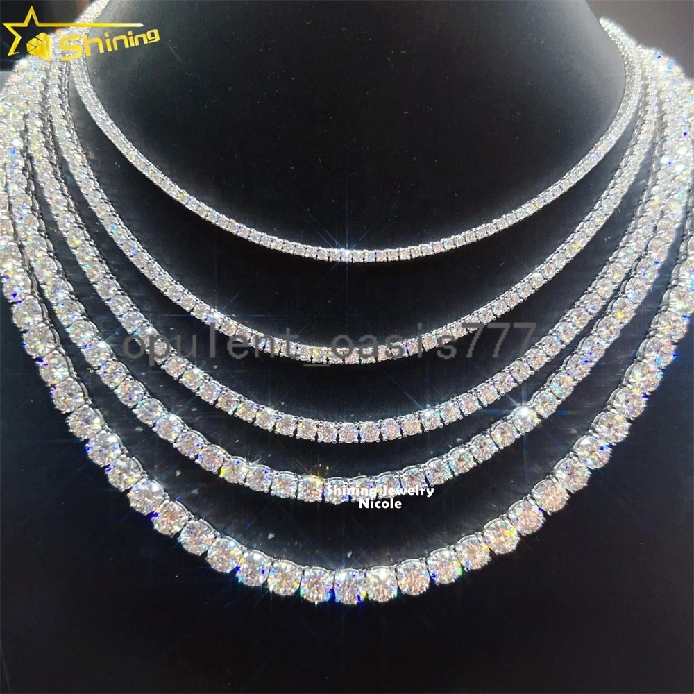 Ready to Ship Wholesale D VVS Diamond Tennis Necklace Bracelet 925 Sterling Silver Moissanite Tennis Chain