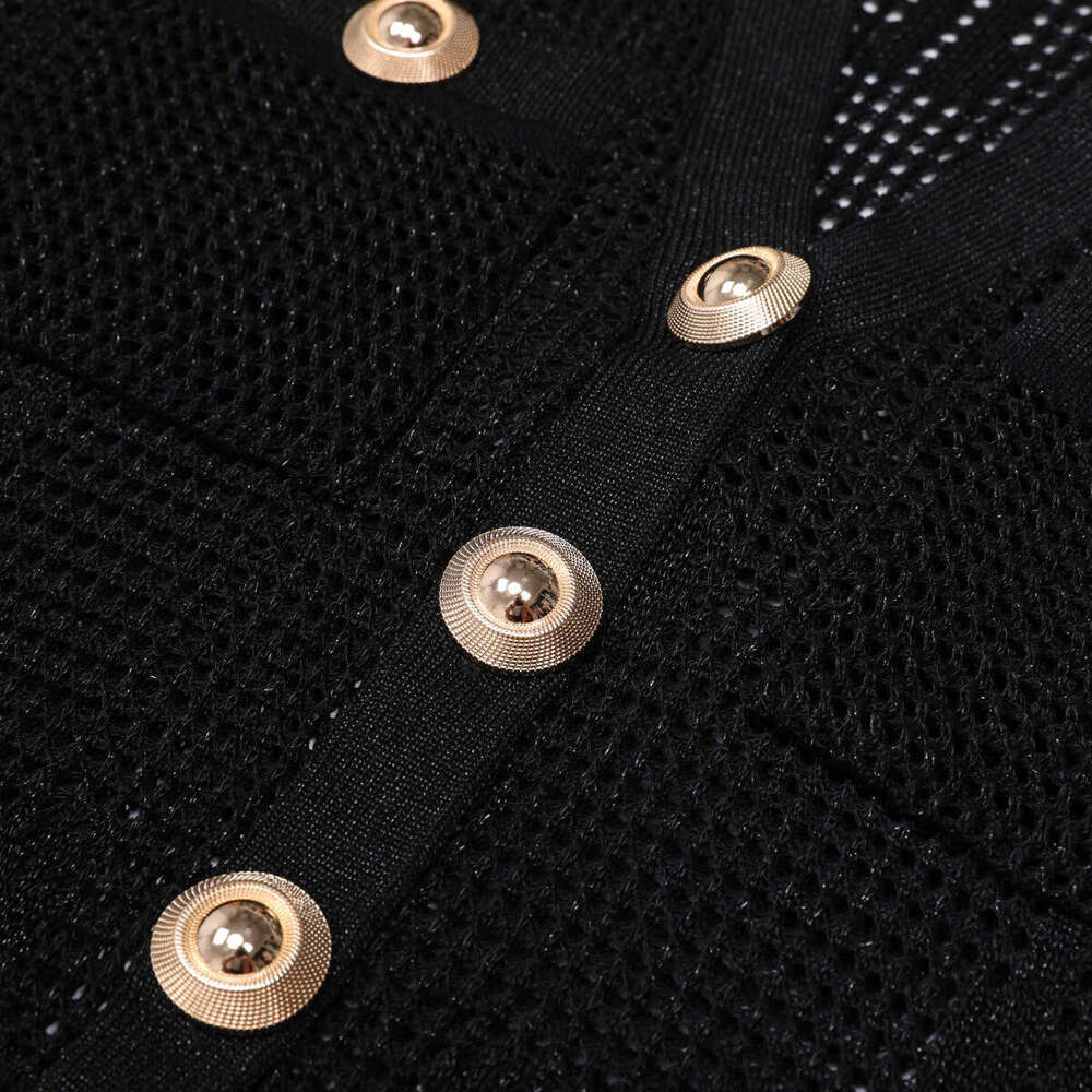 Spring and summer new designer A9 European and American high-quality knitted lapel slim fit women's short sleeved dress1