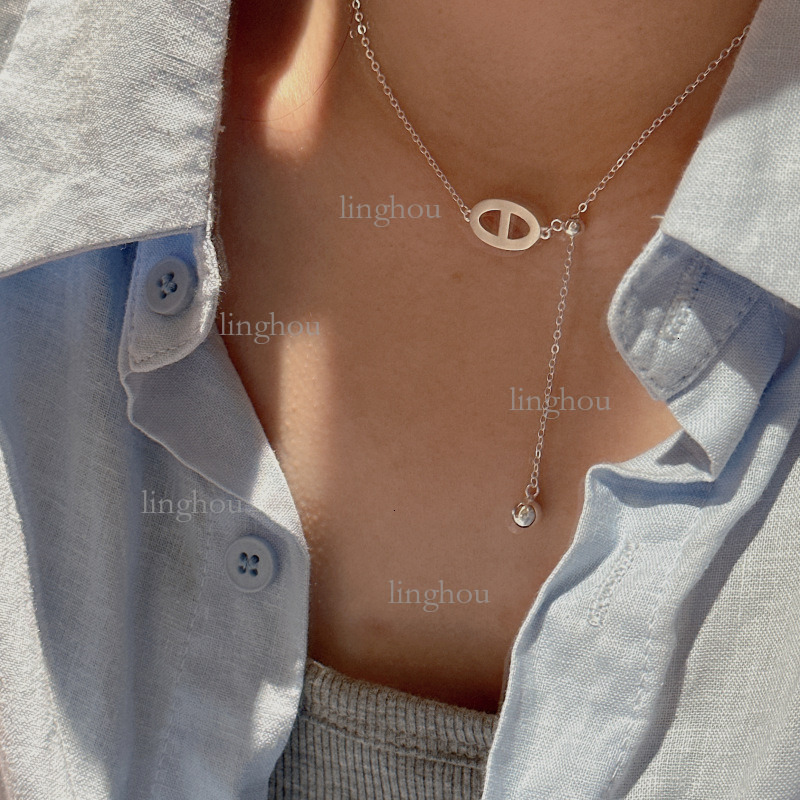 2026 Pure Silver Designer Necklace Luxury Brand Women's Jewelry Accessories High-quality Fashion Double Ring Pig Nose Necklace Trend Essential Co