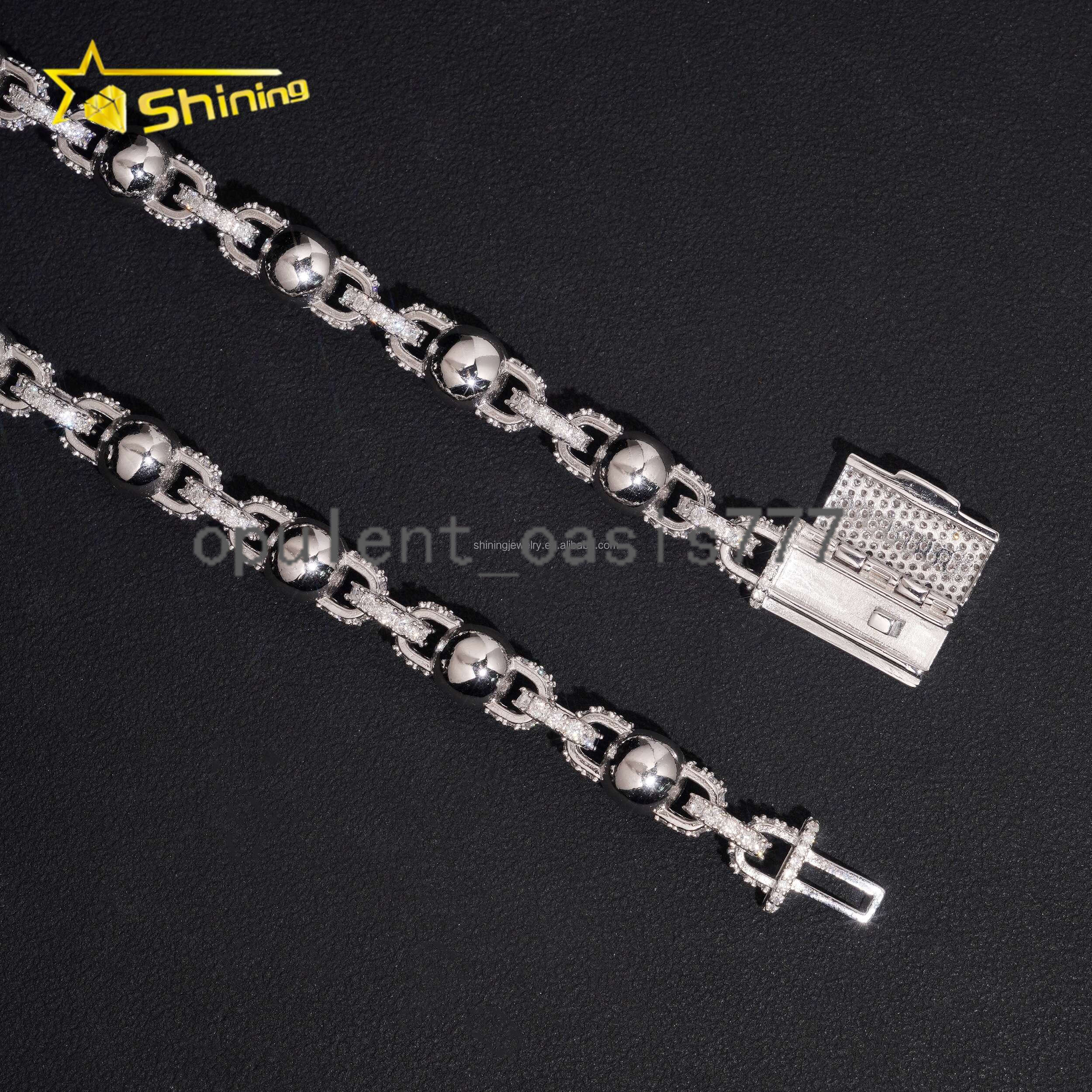 8mm Hot Selling Fashion GRA Certificate S925 Fully Stone Hip Hop Stylish Iced Out VVS Moissanite Ball Bead Infinity Rope Chain