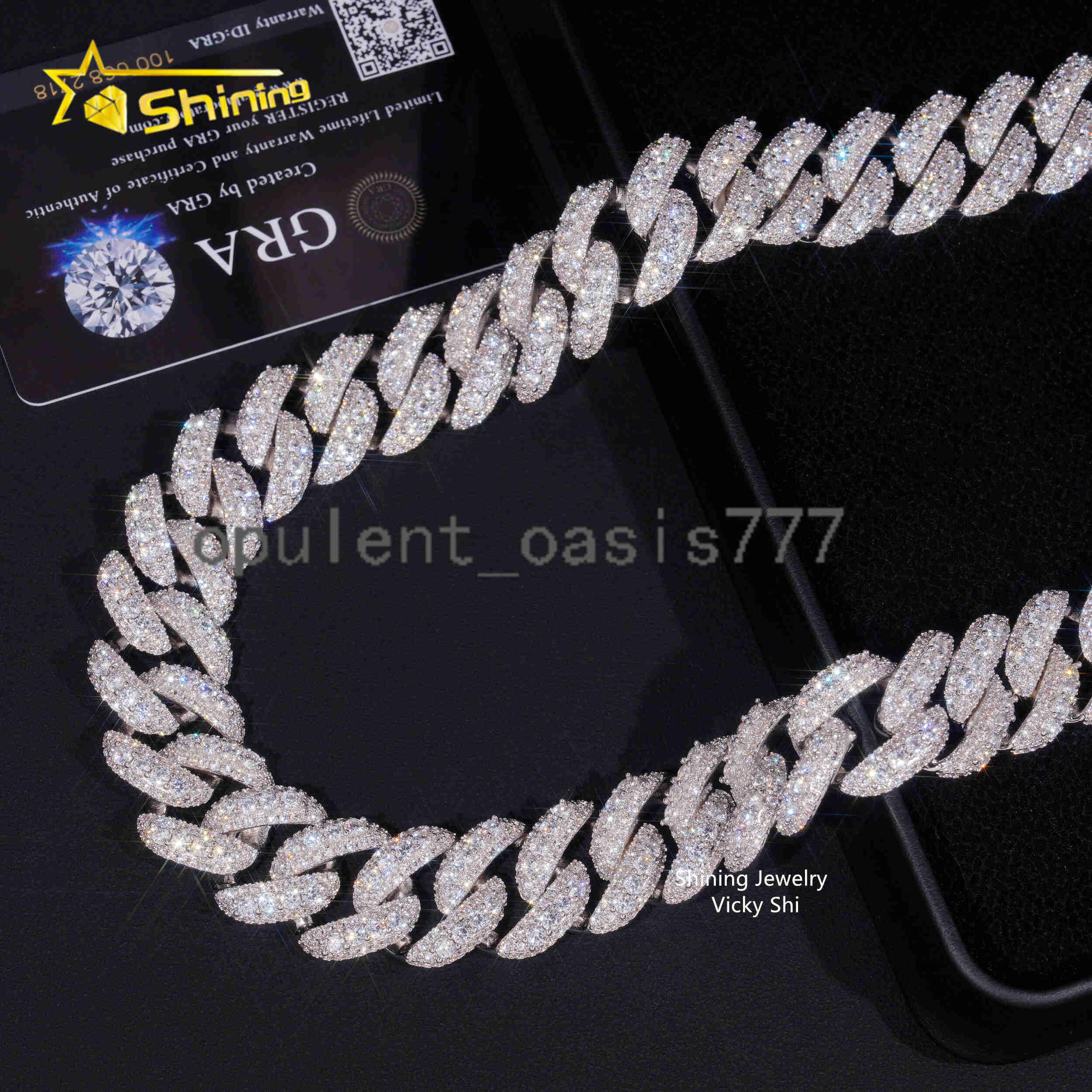 Trendy Big Size Heavy 925 Silver 20MM Width Miami Moissanite Cuban Link Chain Custom Iced Out Hip Hop Necklace for Men Women