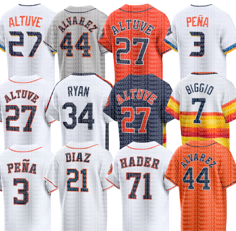 Astros Baseball Jersey Nolan Ryan Yordan Alvarez Jose Altuve Carlos Correa Jeremy Pena Yainer Diaz Christian Walker Joey Loperfido Jake Meyers Cam Smith Josh Hader