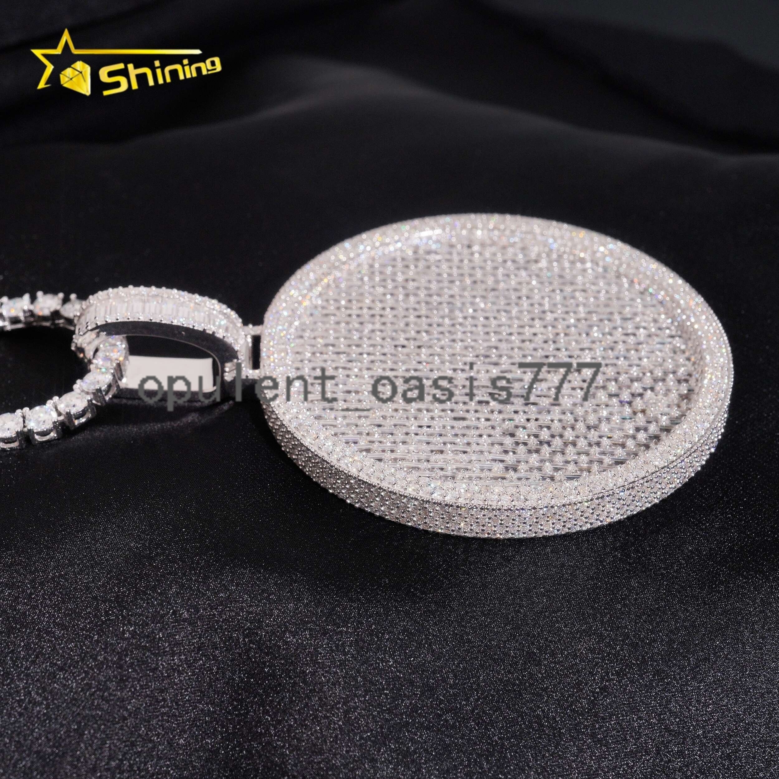 Custom Made Hip Hop Rapper Jewelry Iced Out Baguette 925 Silver Moissanite Iced Out Pendant