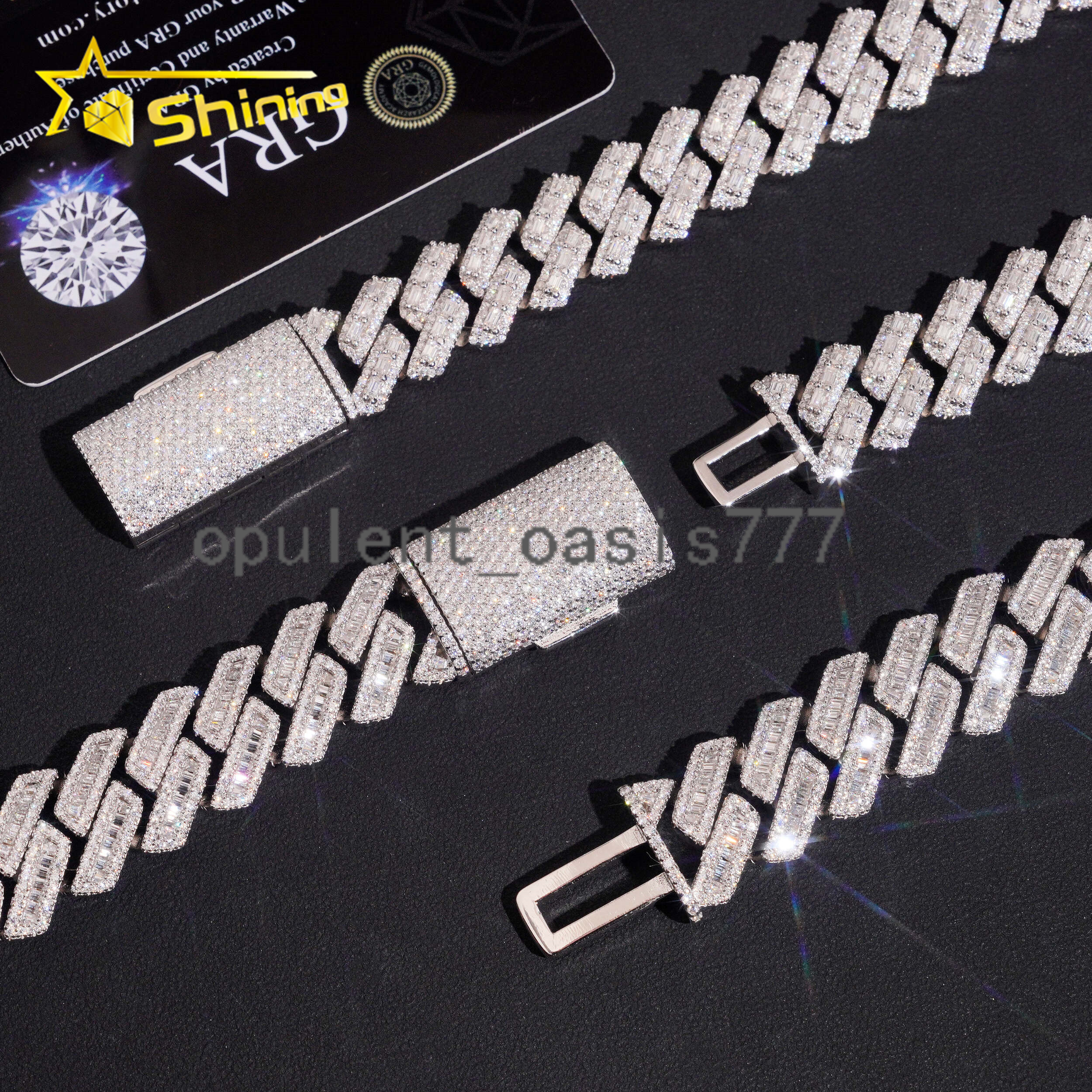 925 Silver Luxury 16mm 18mm Baguette Moissanite Diamond Cuban Link Chain Fine Jewelry Custom Iced Out Men Cuban Link