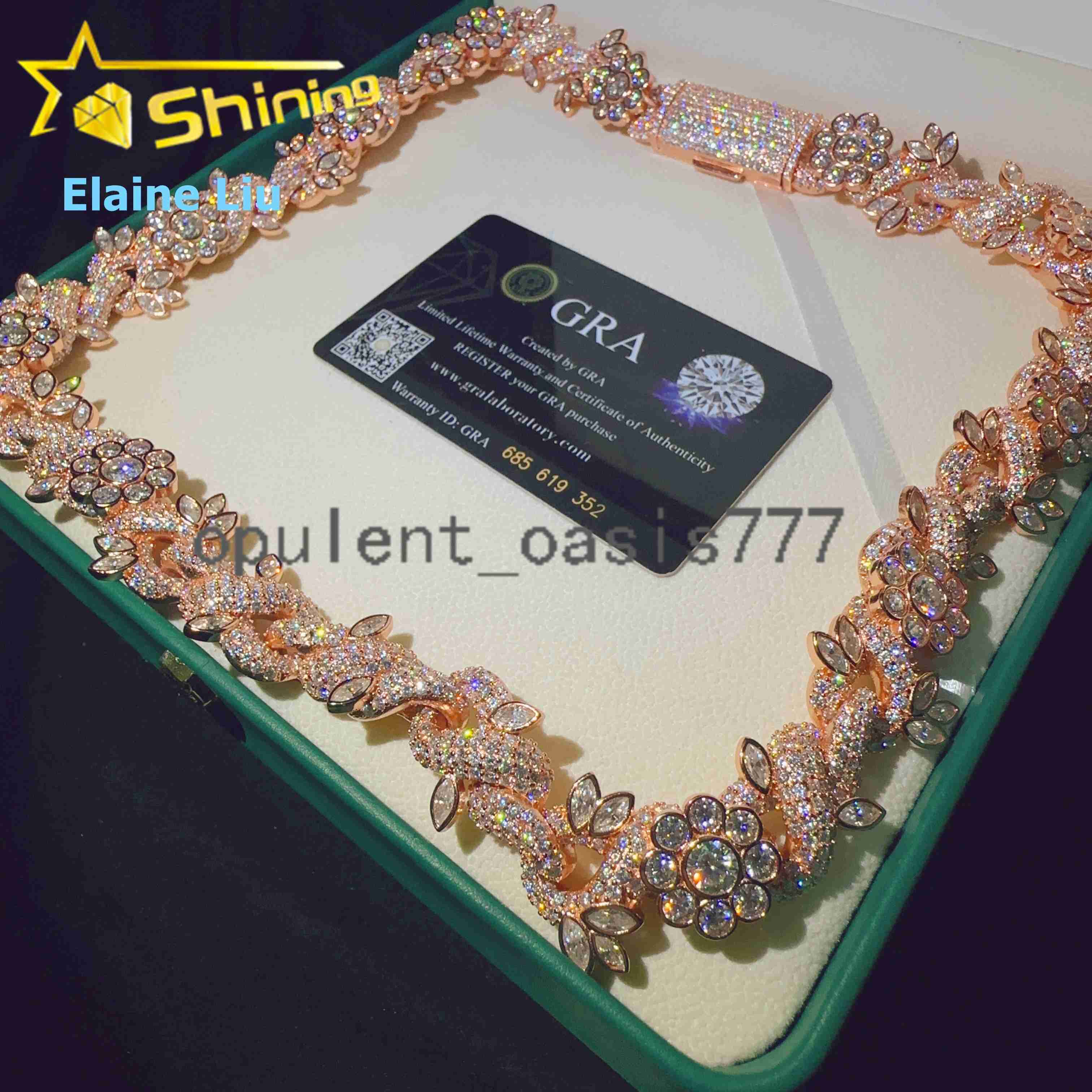 Hip Hop Jewelry 18MM 925 Sterling Silver Iced Out Fine Jewelry High Quality Moissanite Cuban Link Chain Necklace