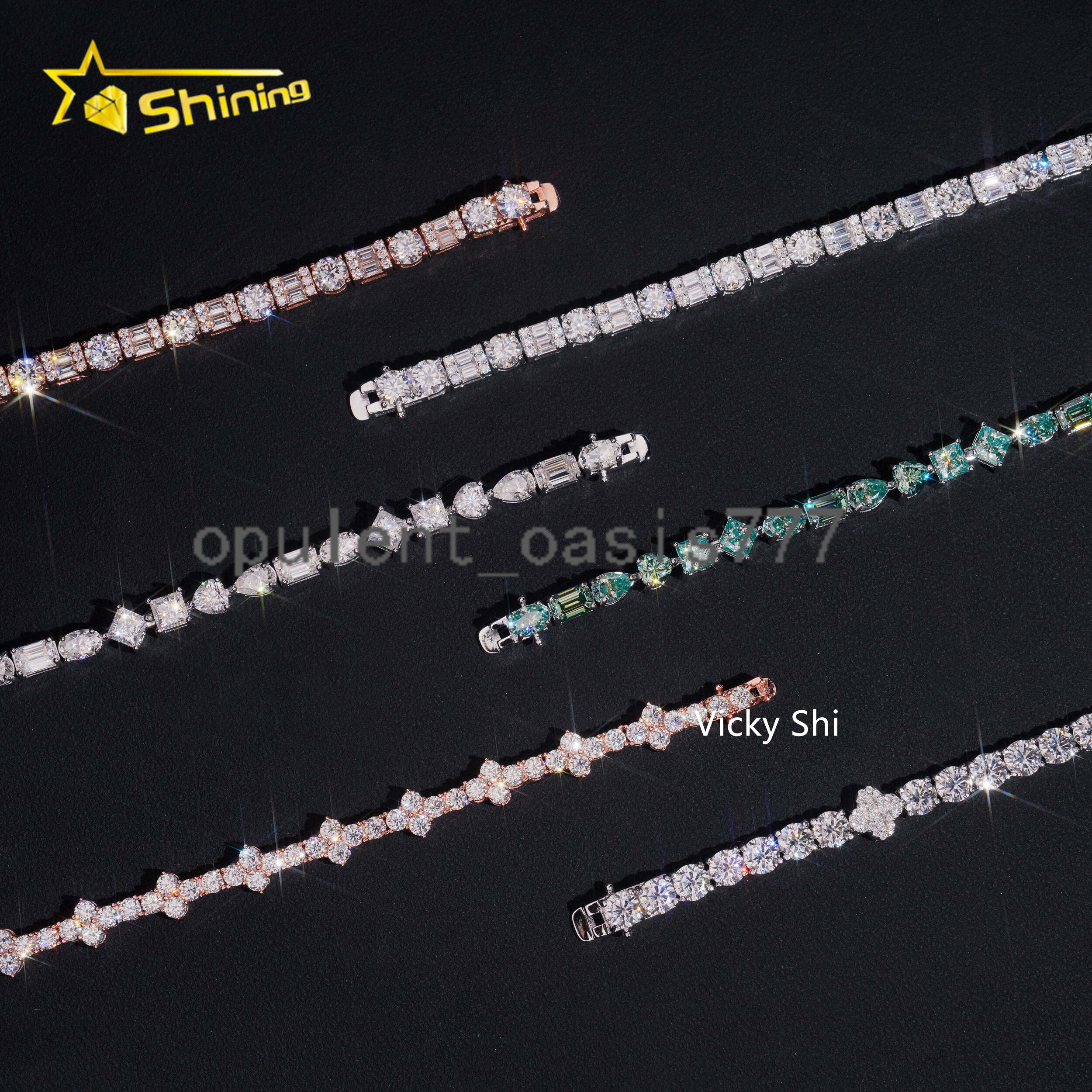 Hot Selling Moissanite Bracelet Women Men Iced Out Fine Jewelry 925 Sterling Silver Moissanite Cross Bracelet Tennis Chain