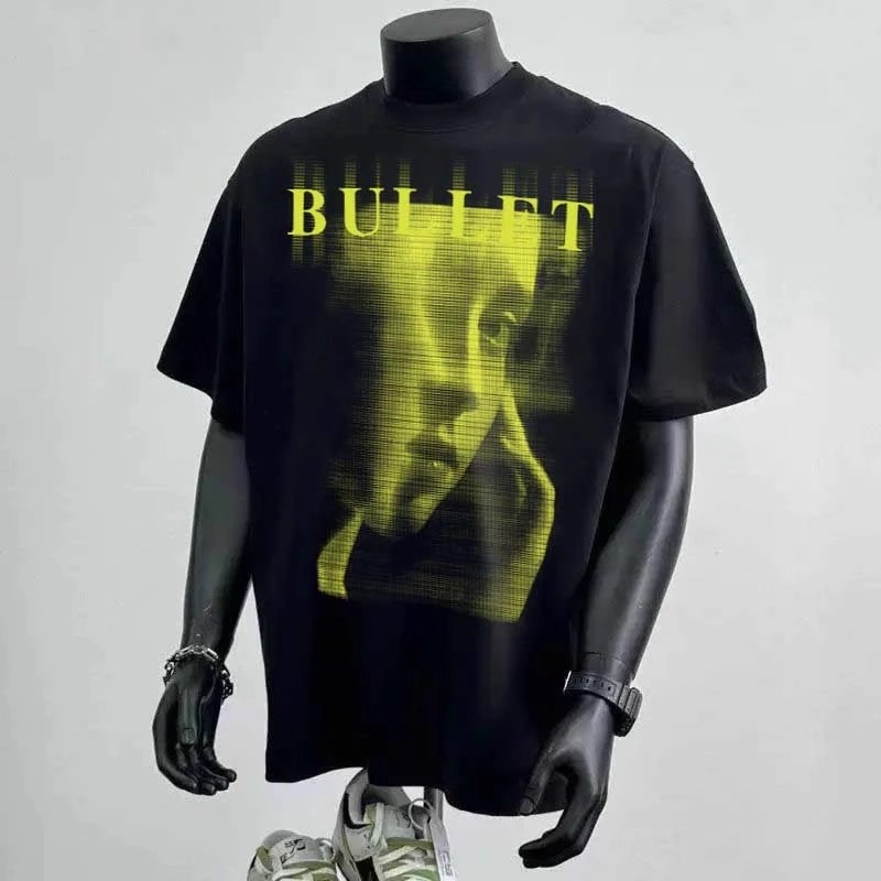 Street Style Character Print Short Sleeve T-Shirt for Men, Summer Hip-Hop Vintage Loose Versatile Pullover Top, Trendy Tee