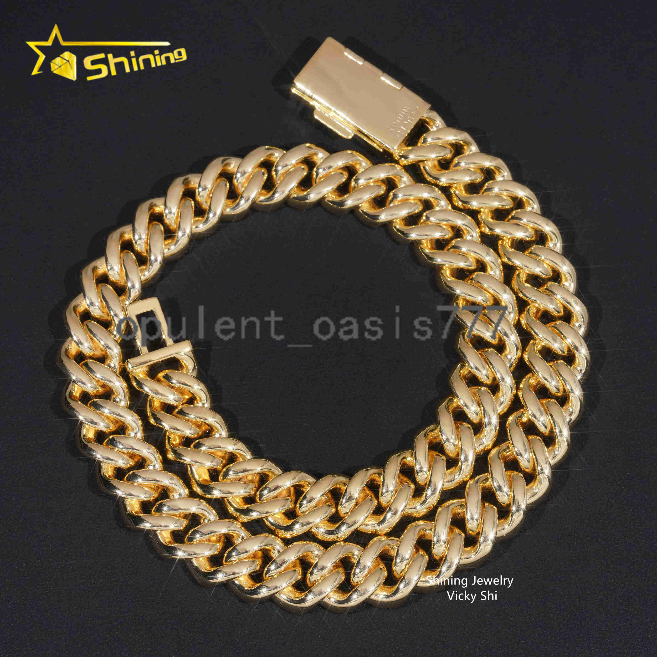 Fully Iced Out Baguette Diamond Man Hip Hop Necklace 925 Sterling Silver 16MM Width D VVS Moissanite Cuban Link Chain