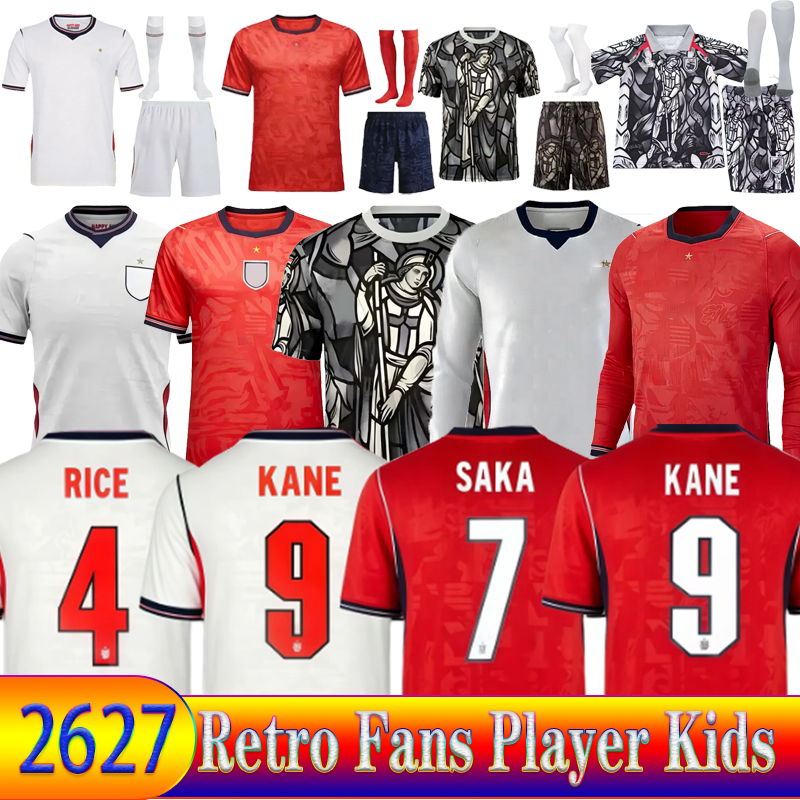 2026 2027 England Soccer Jerseys KANE STERG RASHFORD SANCHO GREALISH MOUNT FODEN HENDERSON 25 26 27 National Football Shirt Men Full Sets Fans Player KIDS Retro888