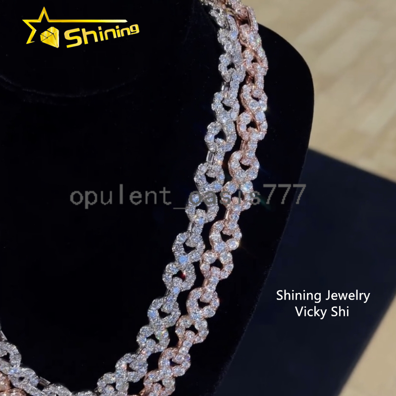 Iced Out 13MM Infinity Link GRA Men Hip Hop Cuban Link Chain 925 Sterling Silver Moissanite Hip Hop Jewelry