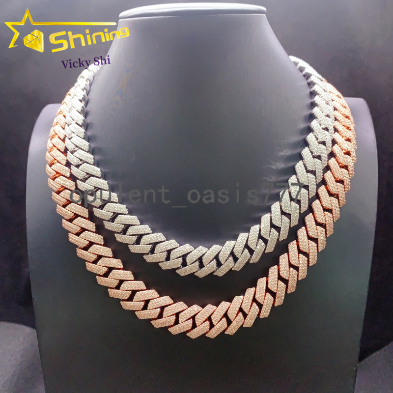 Factory VVS Moissanite Diamond 925 Silver 15mm 4 Rows Cuban Link Chain Men Iced Out Hip Hop Necklace