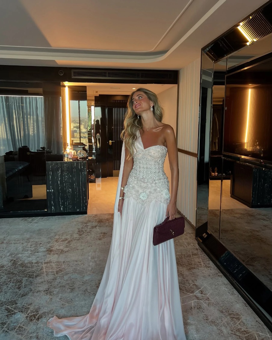 Sharon Said Elegant One Shoulder A Line Evening Dress with Cape 3D Flowers Crystal Beaded Formal Party Gowns Customized M30