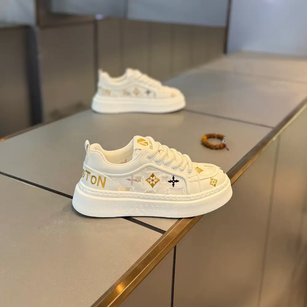 Summer comfortable and breathable sports and casual shoes for men thick sole height increasing color blocking versatile printed casual shoes