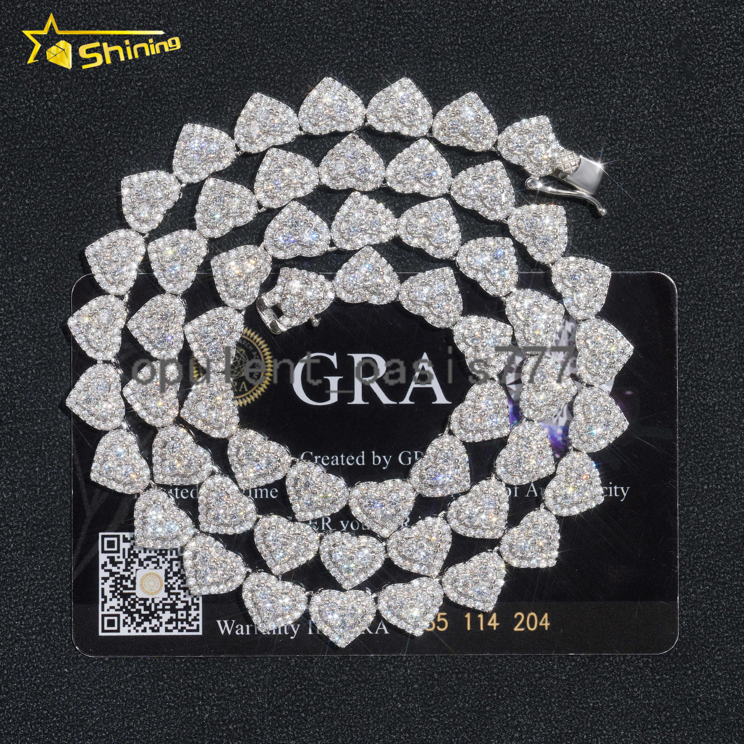 Hot Sale Heart Shape Iced Out Bracelet S925 Gold Plated VVS-FL Moissanite Fashion Chain Necklace