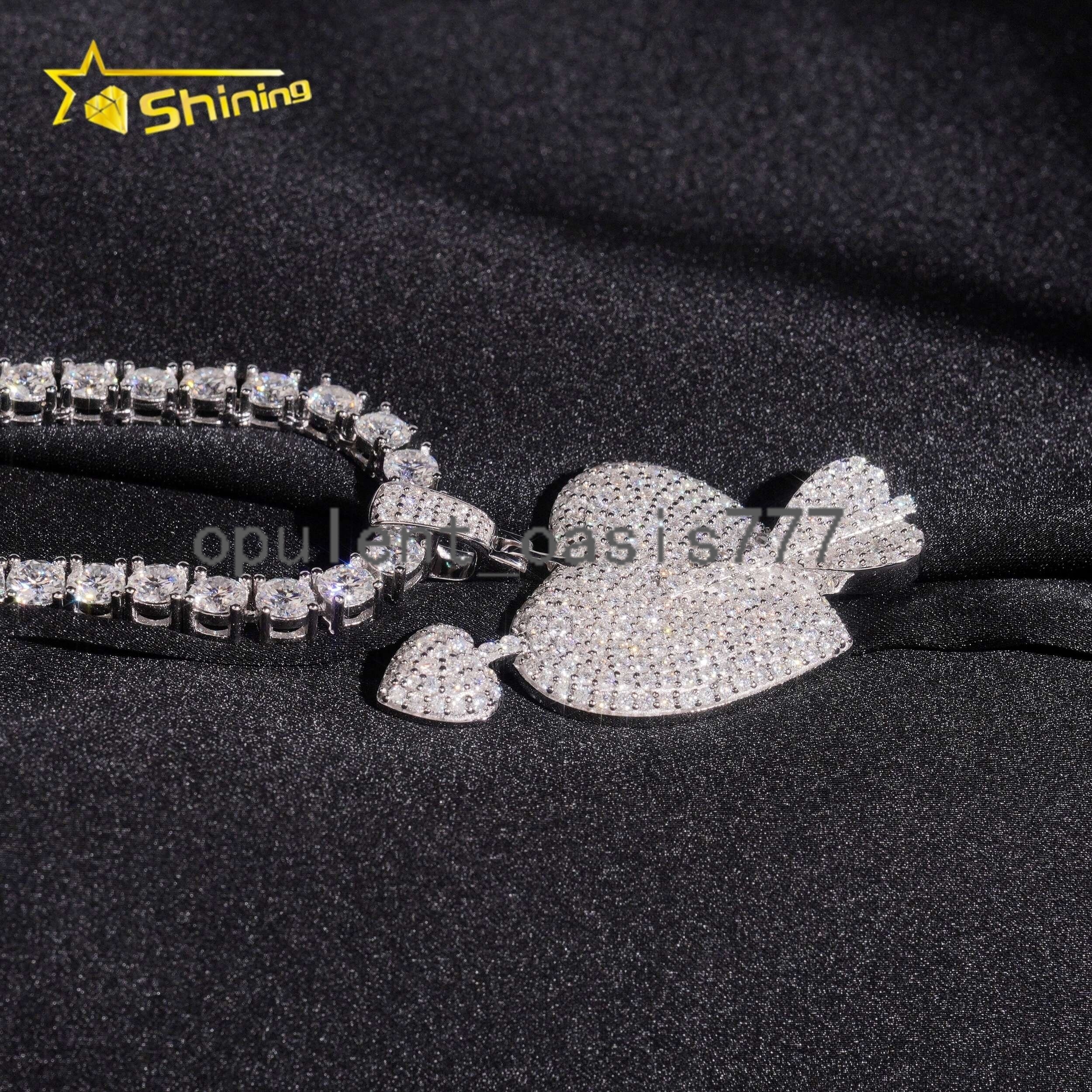 Hip Hop Jewelry Romantic Iced Out Gift 925 Silver Hot Selling Rose Gold Heart VVS Moissanite Pendant