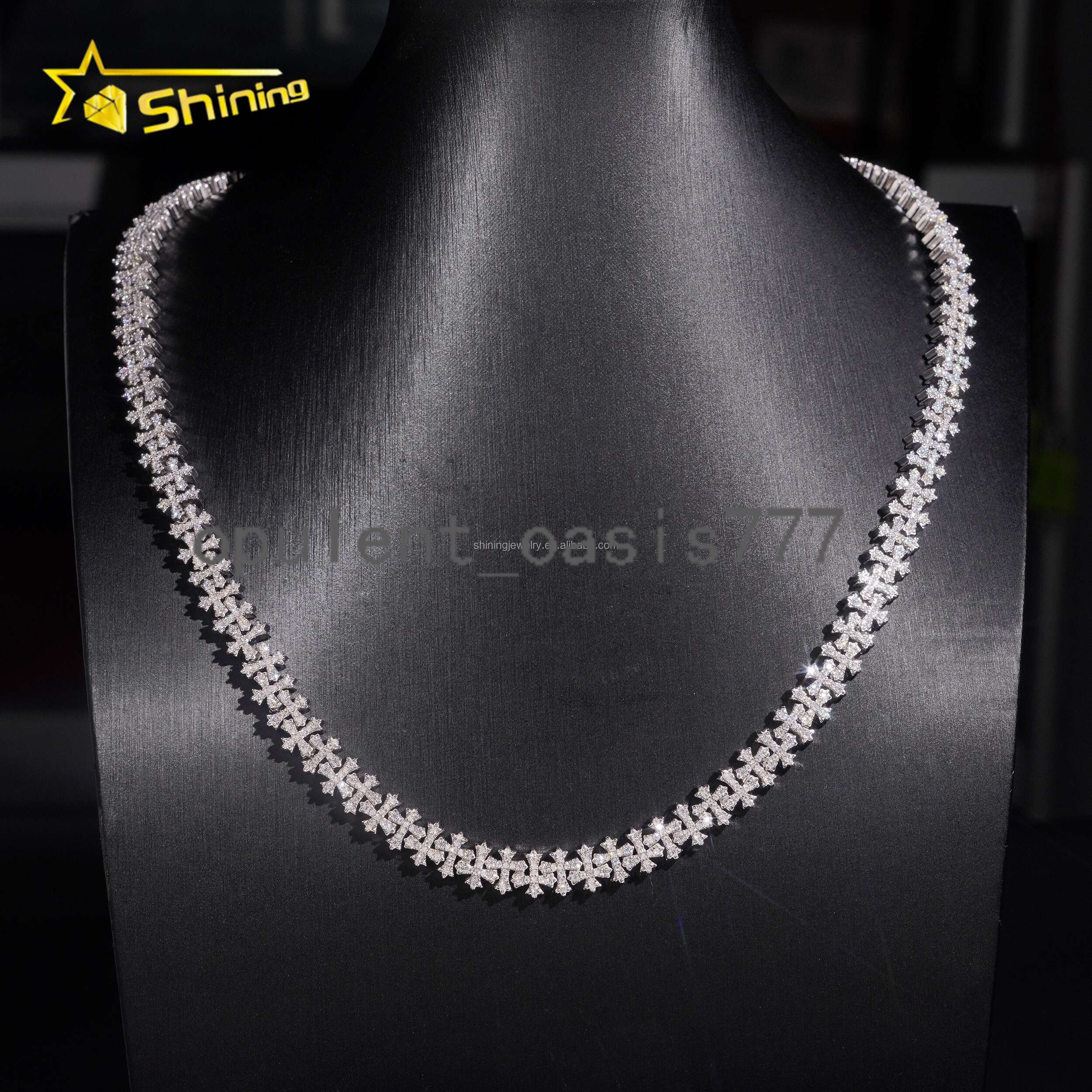 Unique Design Fashion Man Jewelry GRA Certificate S925 Iced Out VVS Moissanite Cross Shape Miami Cuban Link Chain Bracelet