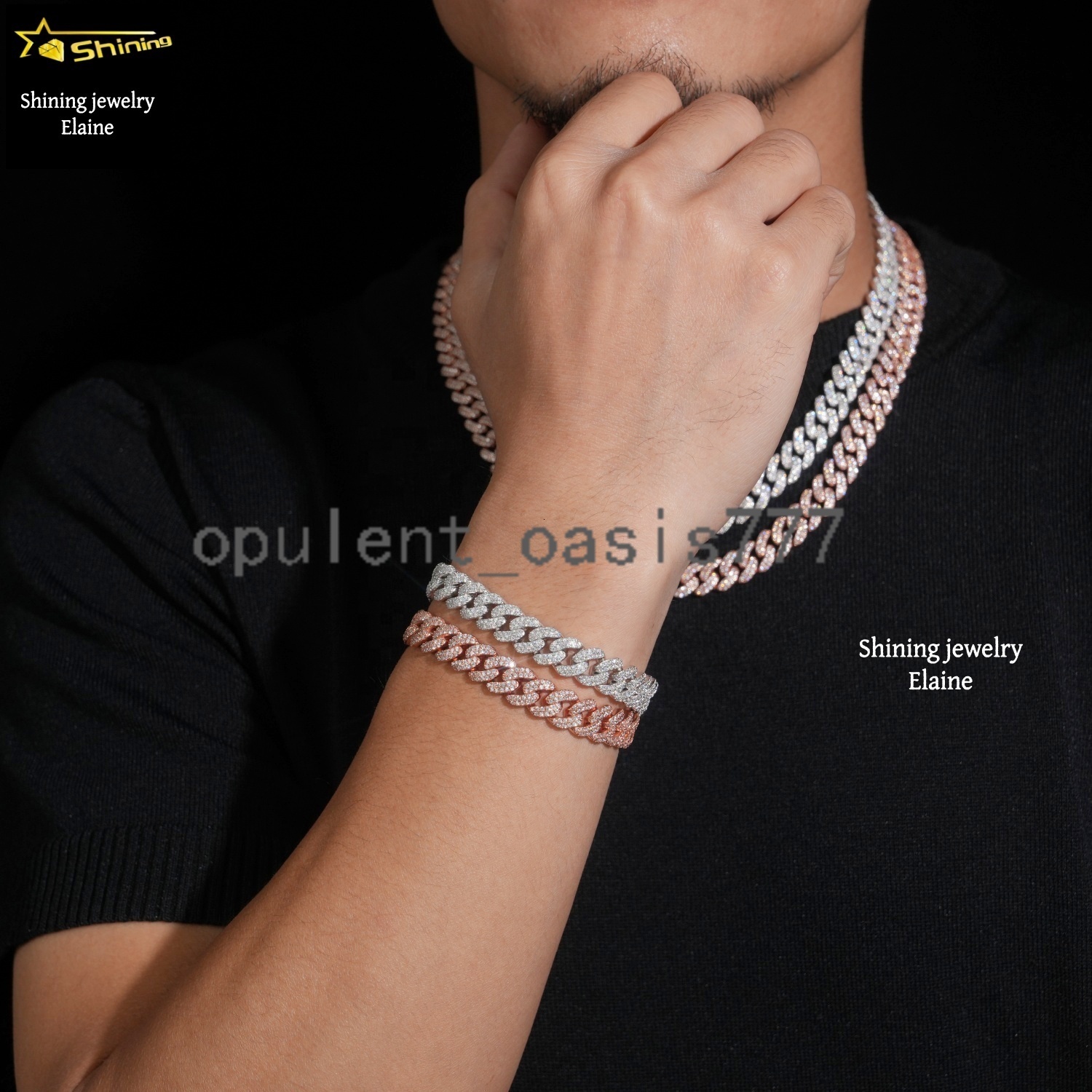 Hip Hop Fashion Custom Diamond 10MM Iced Out 925 Sterling Silver Moissanite Fine Jewelry Miami Cuban Link Chain Necklace