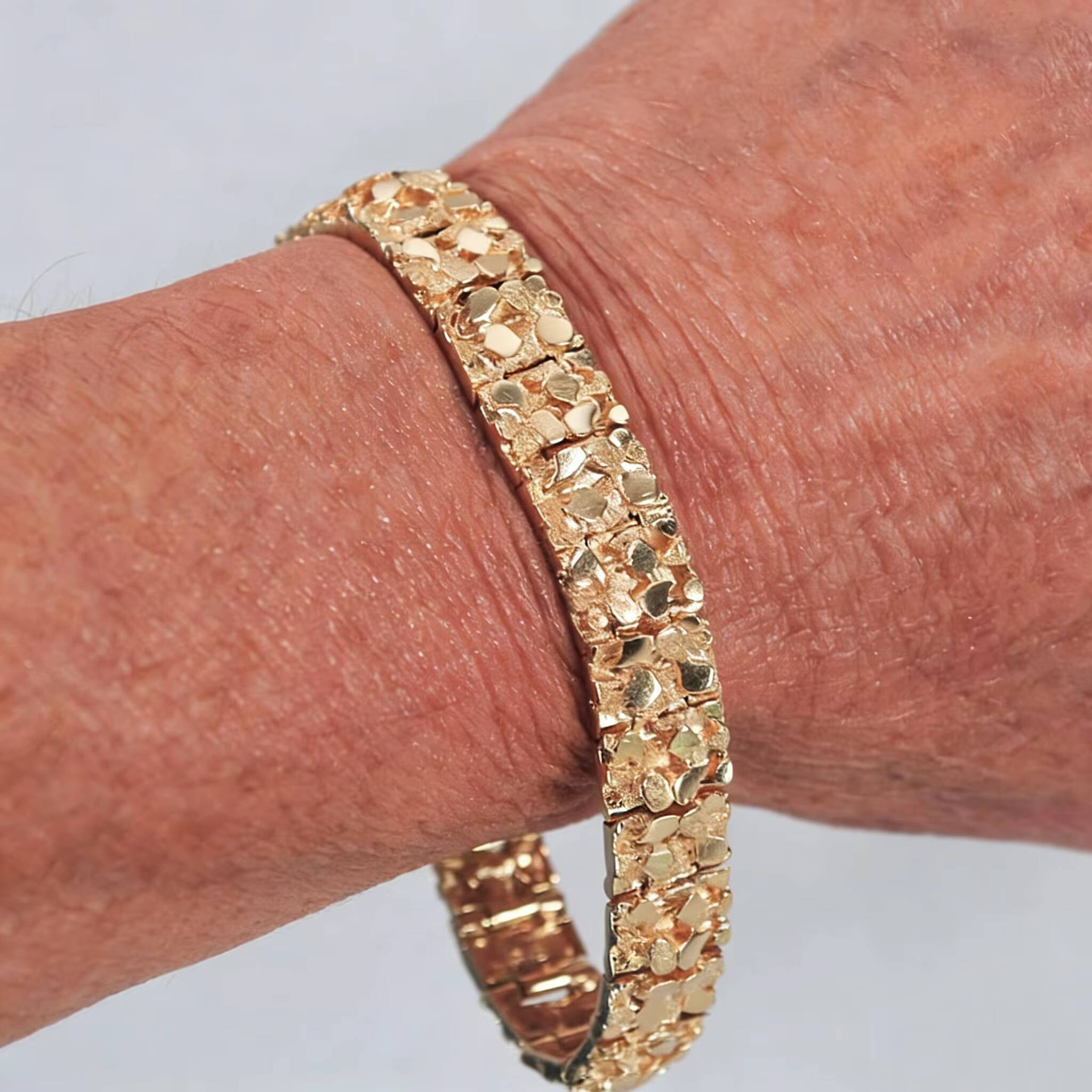 Custom 9K 10K 14K 18K Chain Necklace Hip Hop Style Iced Out Solid Gold Lab Diamond Nugget Bracelet Fine Men Jewelry - view 3