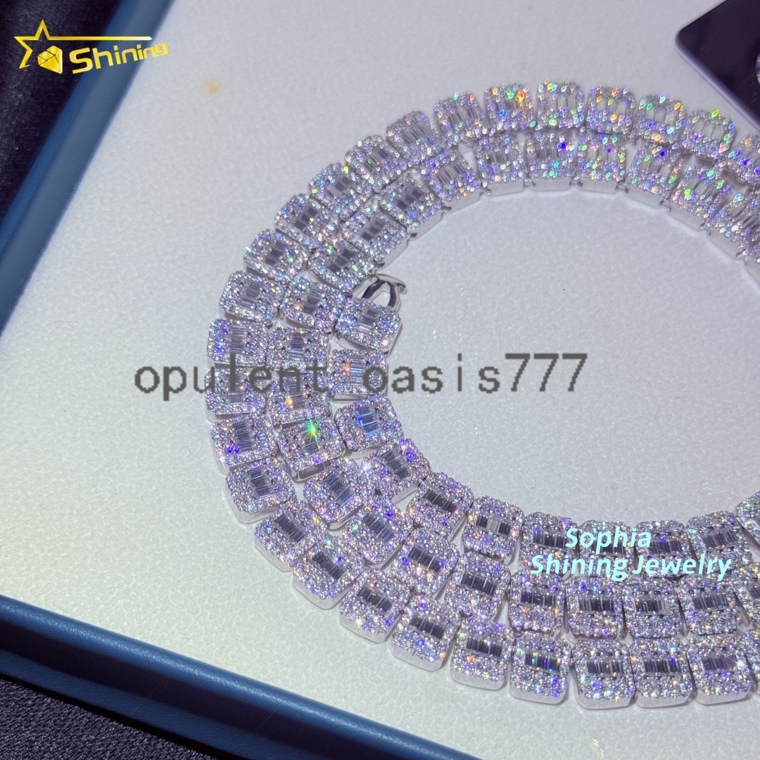 Luxury Sterling Silver 925 Iced Out Diamond Ready to Ship Vvs Moissanite Hip Hop Jewelry Cluster Tennis Chain
