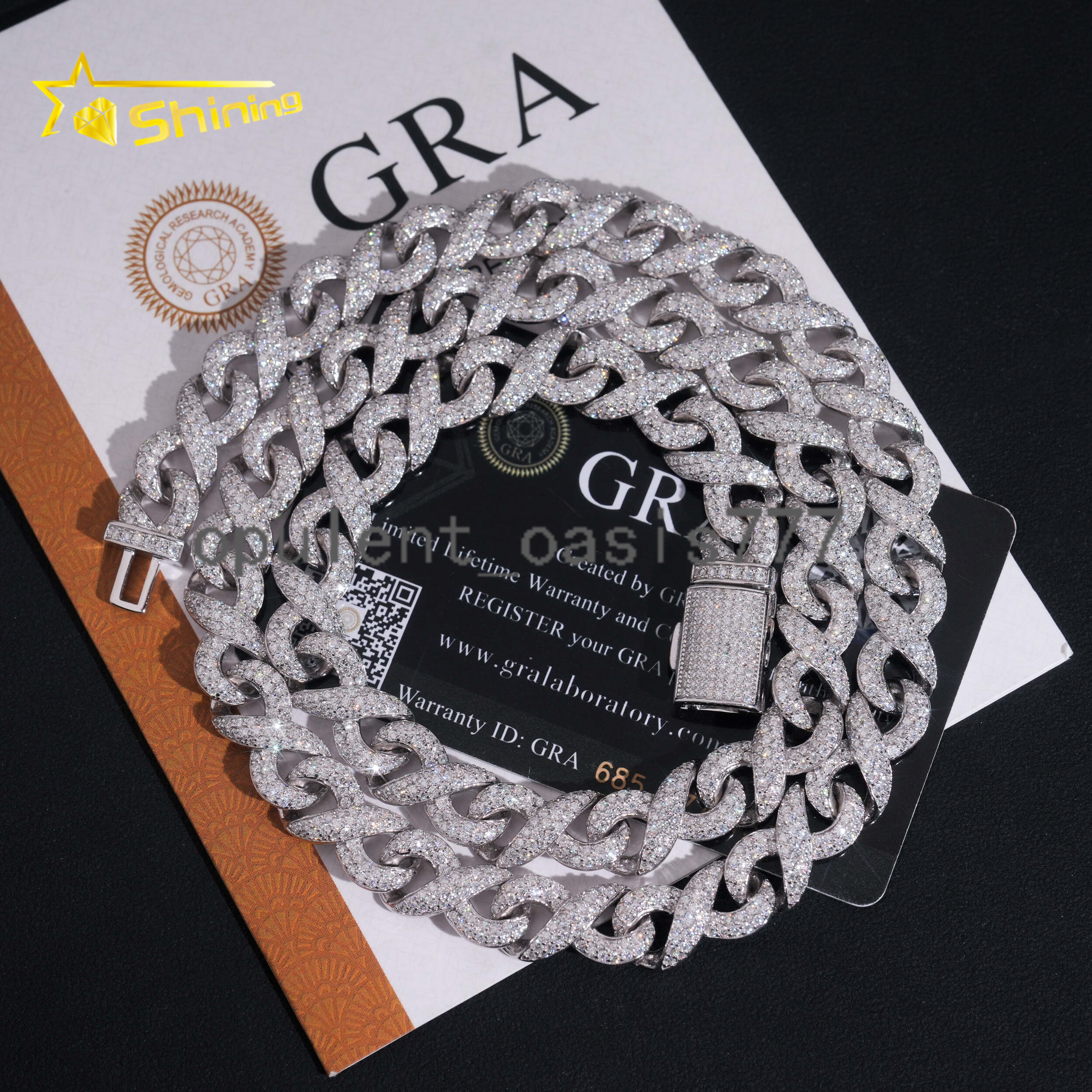 Hot Selling 925 Sterling Silver 10MM Infinity Cuban Link Moissanite Chain Custom Iced Out Cuban Necklace for Men Women