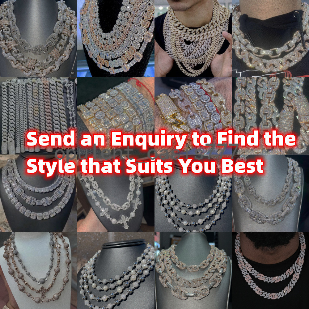 Crazy Design Bussdown Custom 15mm 18mm 20mm VVS Moissanite Chain Hip Hop Baguette Moissanite Cuban Link Chain