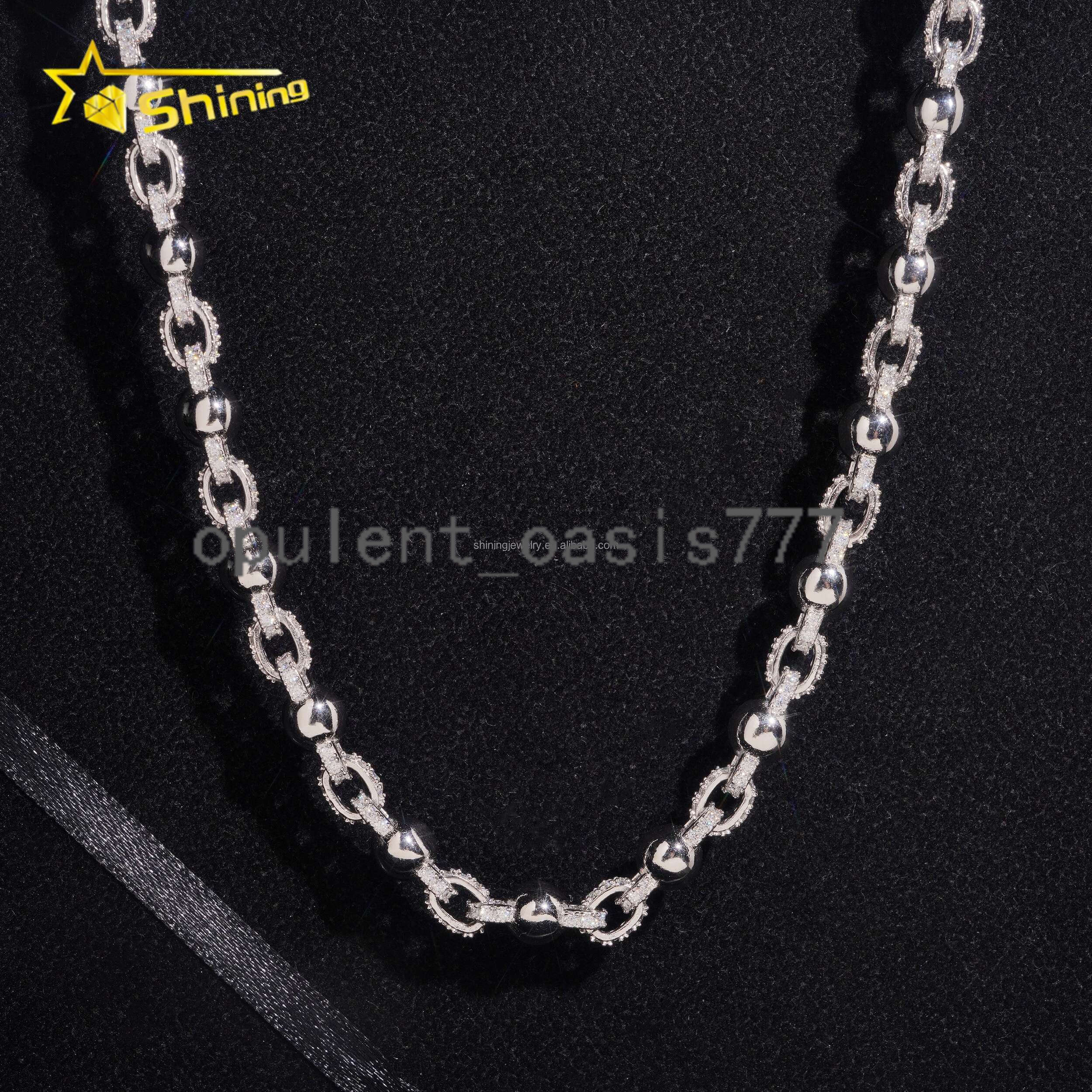 8mm Hot Selling Fashion GRA Certificate S925 Fully Stone Hip Hop Stylish Iced Out VVS Moissanite Ball Bead Infinity Rope Chain
