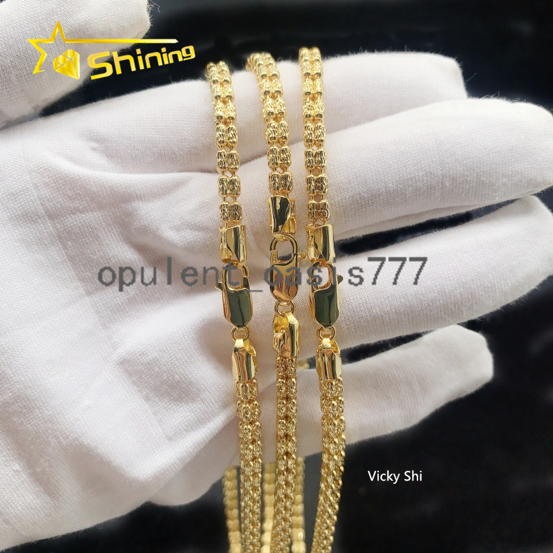 Fine Jewelry Gold Plated 925 Sterling Silver 4MM Link Chain Necklace Fashion Men Hip Hop Rope Chain Necklace