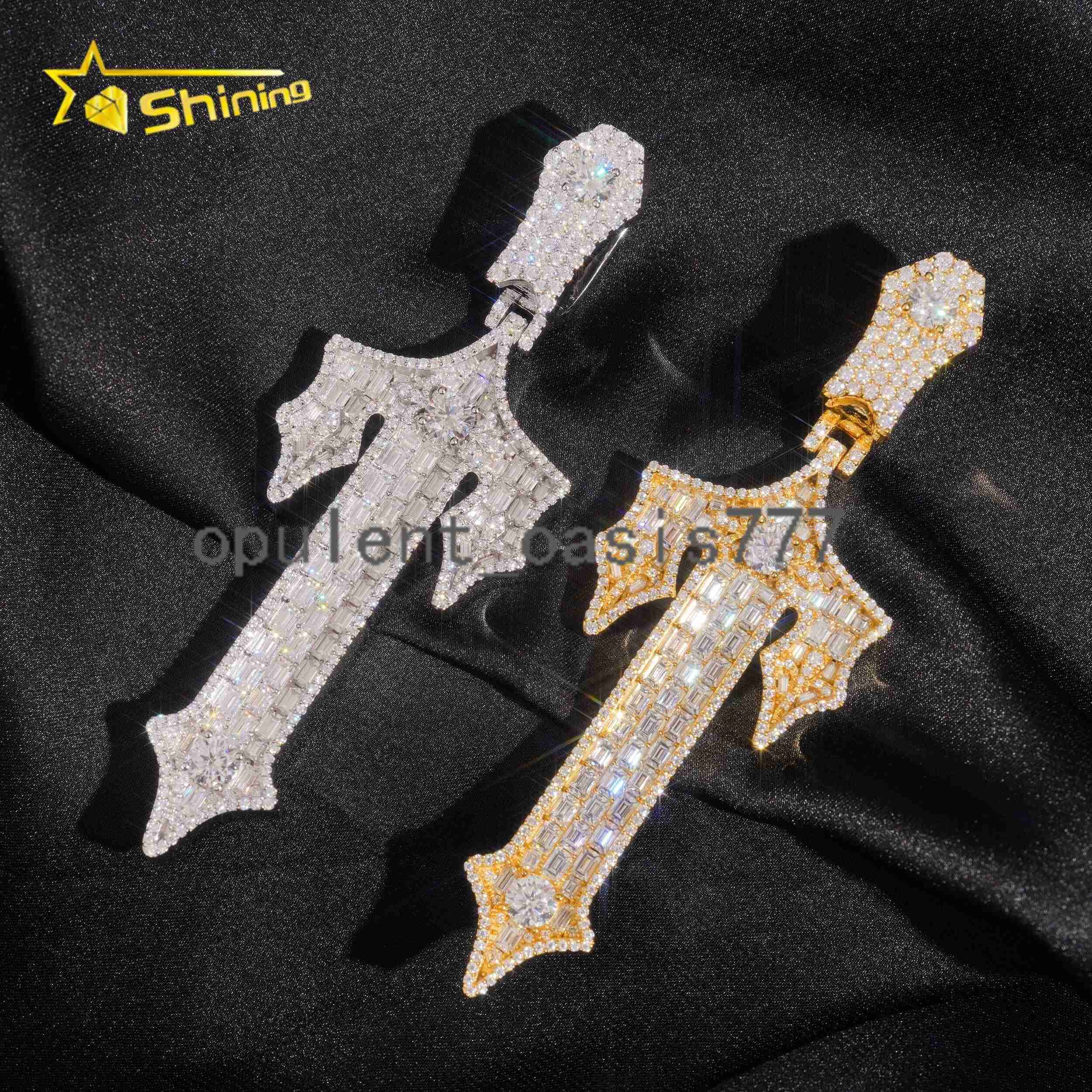 Hip Hop Luxury 925 Sterling Silver Gold Plated Iced Out Charm VVS Moissanite Diamond Pendant