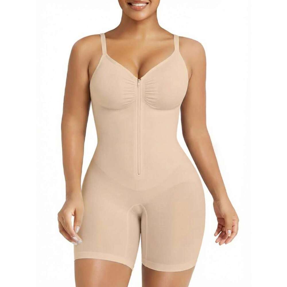Lingerie European and American women's seamless tummy control and butt-lifting shapewear bodysuit, tight-fitting body-shaping one-piece shorts wi