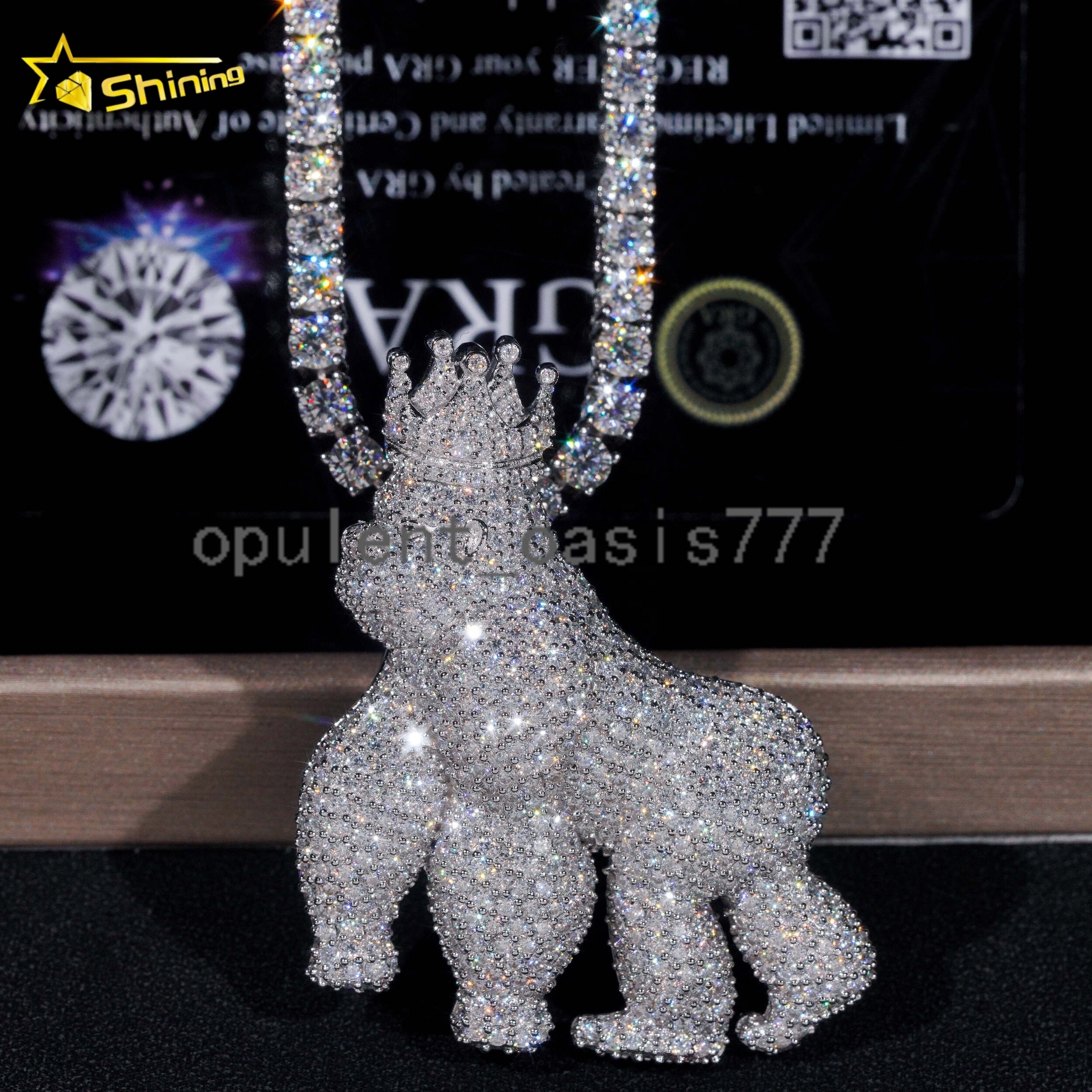 Pass Diamond Tester 925 Silver Hip Hop High Quality Gorilla Iced Out VVS Moissanite Pendant