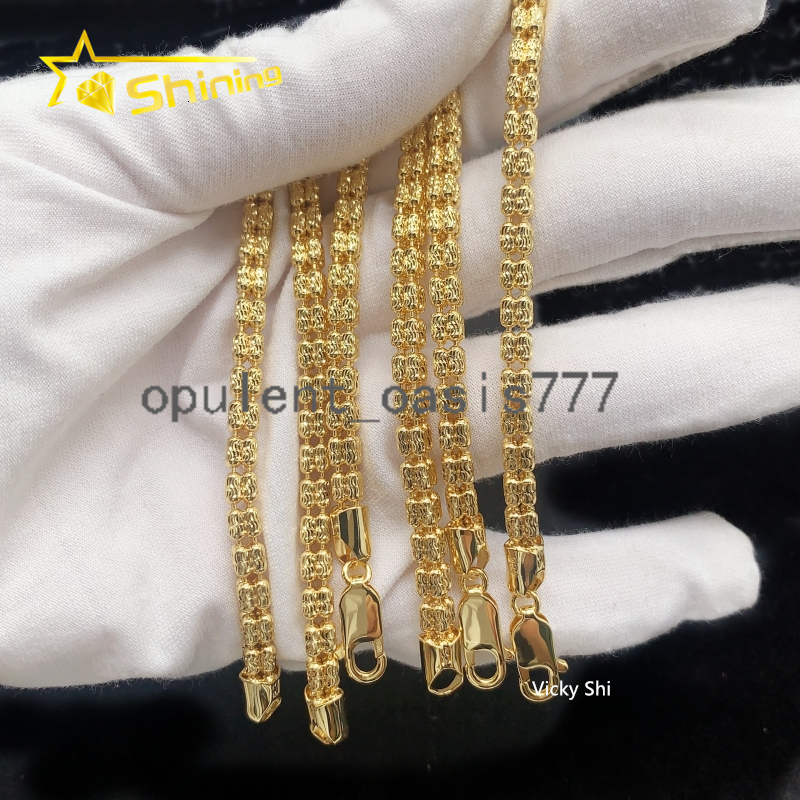 Fine Jewelry Gold Plated 925 Sterling Silver 4MM Link Chain Necklace Fashion Men Hip Hop Rope Chain Necklace