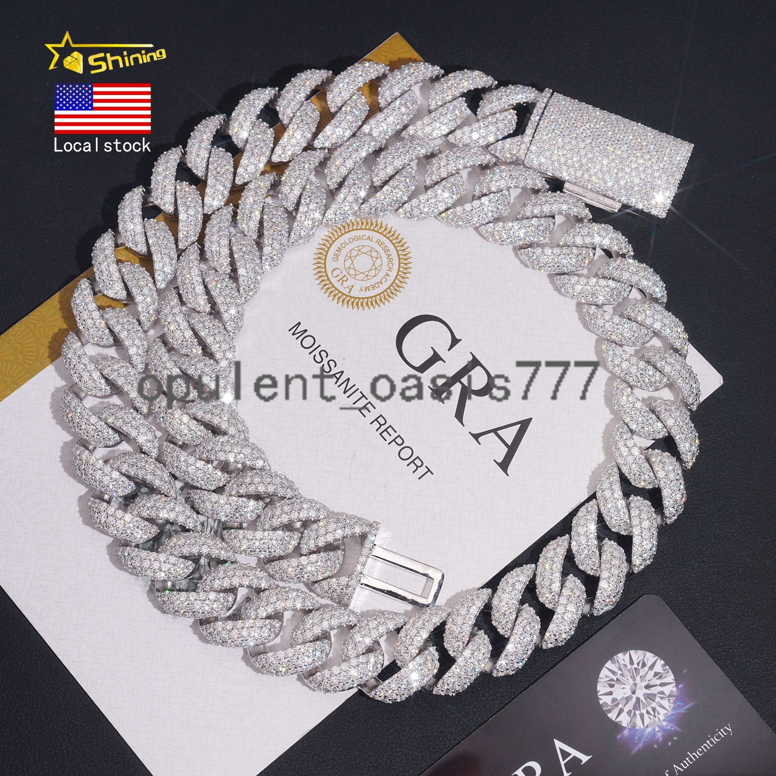 USA Local Fast Shipping Custom Hip Hop Jewelry S925 Sterling Silver d Color Vvs Moissanite 18mm Cuban Link Chain Necklace