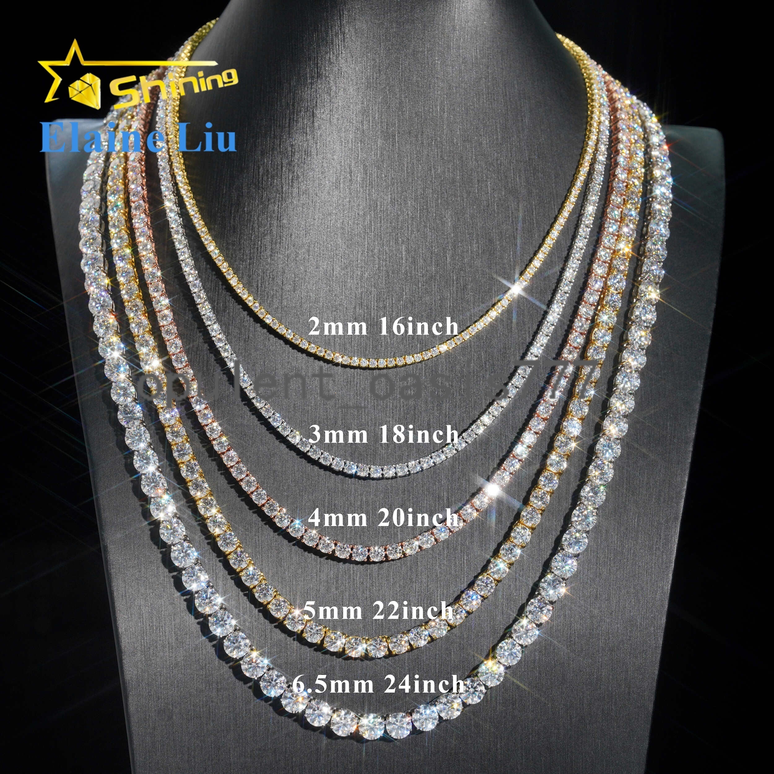 Factory Direct Price Iced Out 2mm 3mm 4mm 5mm 65mm VVS Silver 925 Hip Hop VVS Moissanite Lab Diamond Tennis Chain