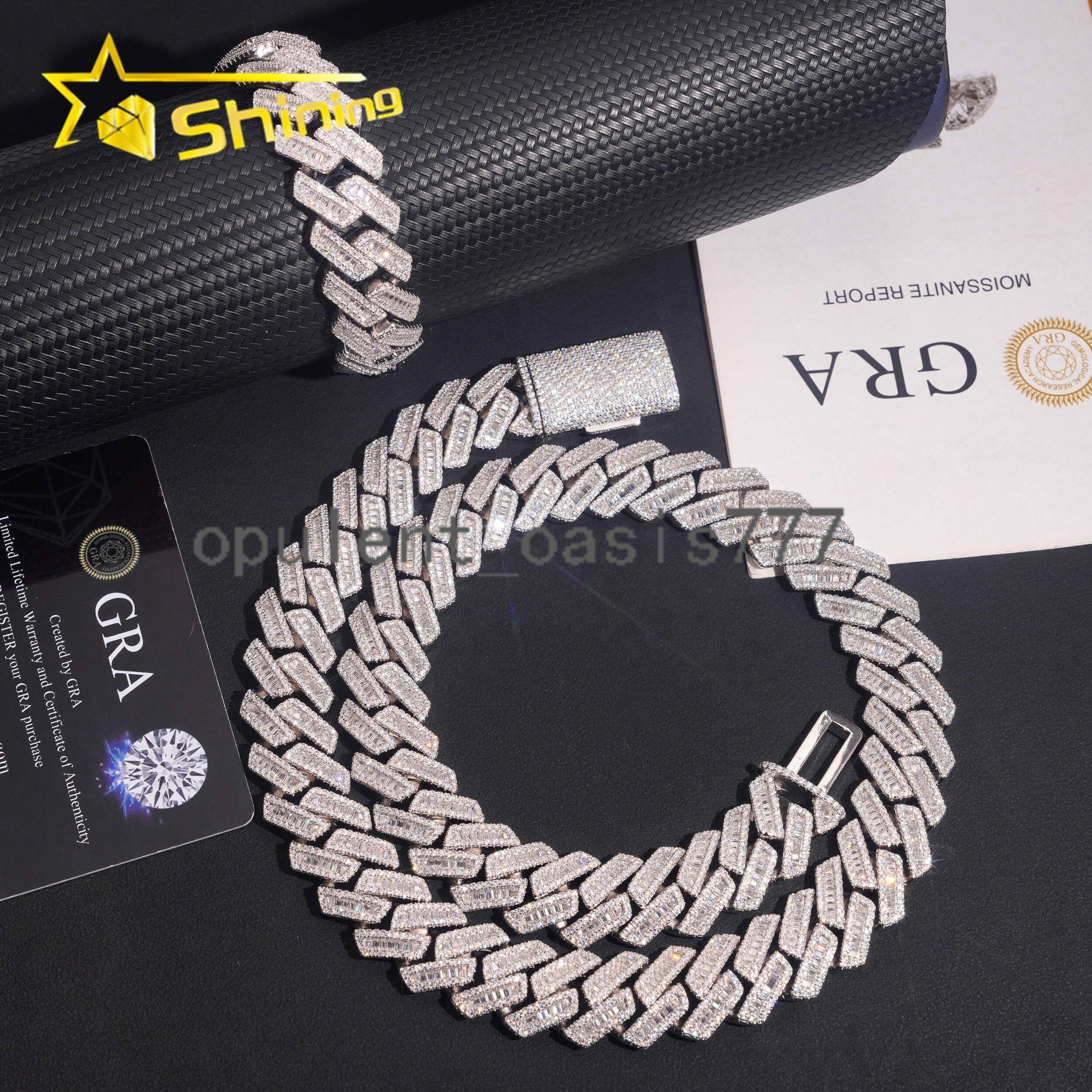 Local Stock Fast Shipping 925 Silver Hip Hop Rapper 18mm Iced Out VVS Moissanite Cuban Link Chain