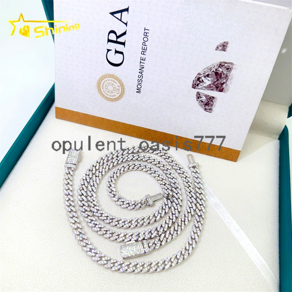 Ready to Ship 925 Silver Thin 6mm Vvs Diamond Cuban Link Chain Women Iced Moissanite Cuban Chain