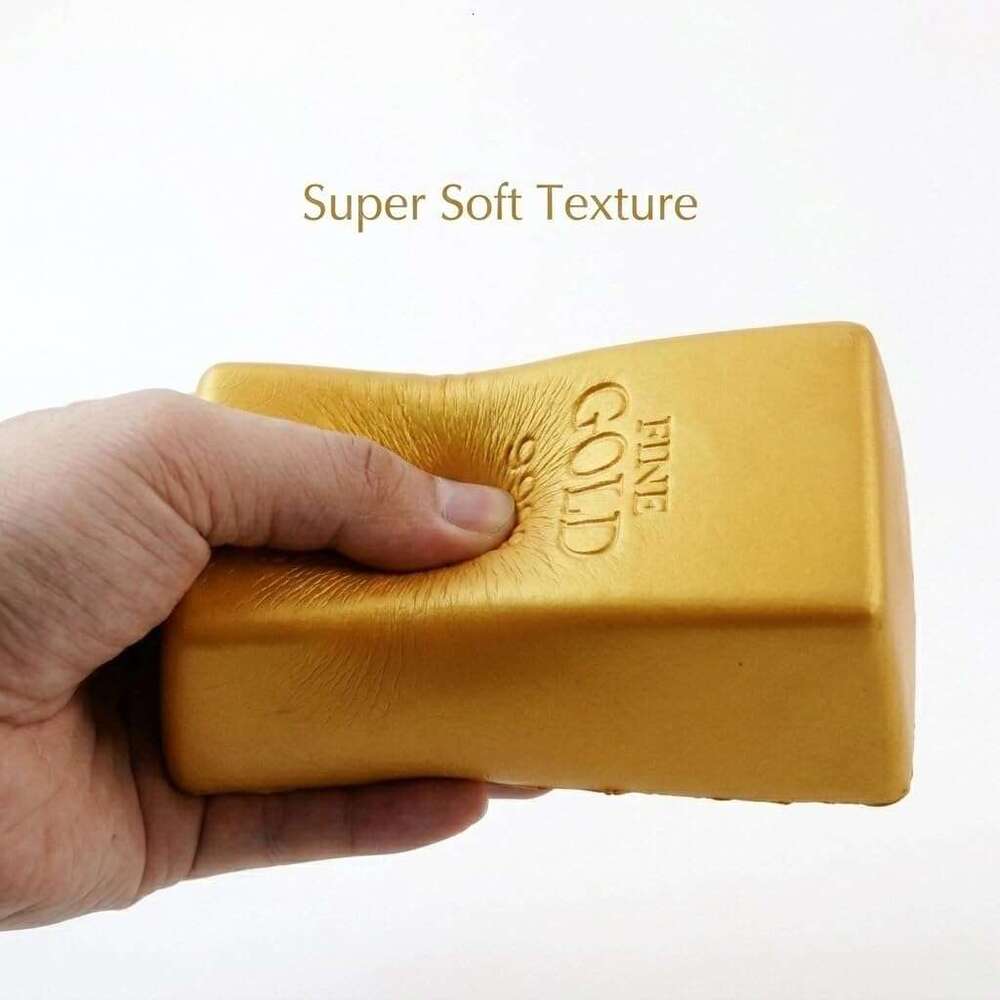Fake Bar Toy - Slow Rising Gold Brick Taba Squishy Squeeze Toys for Stress Relief, Large Fidget Toy, Funny Gag Gift & Party Favors dbf