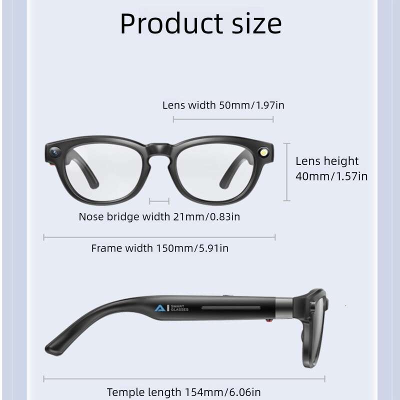 New AI Smart Glasses Q8, 8MP HD Camera Photo Video Recording, 32GB Bluetooth Music Player Multifunctional Glasses CKS