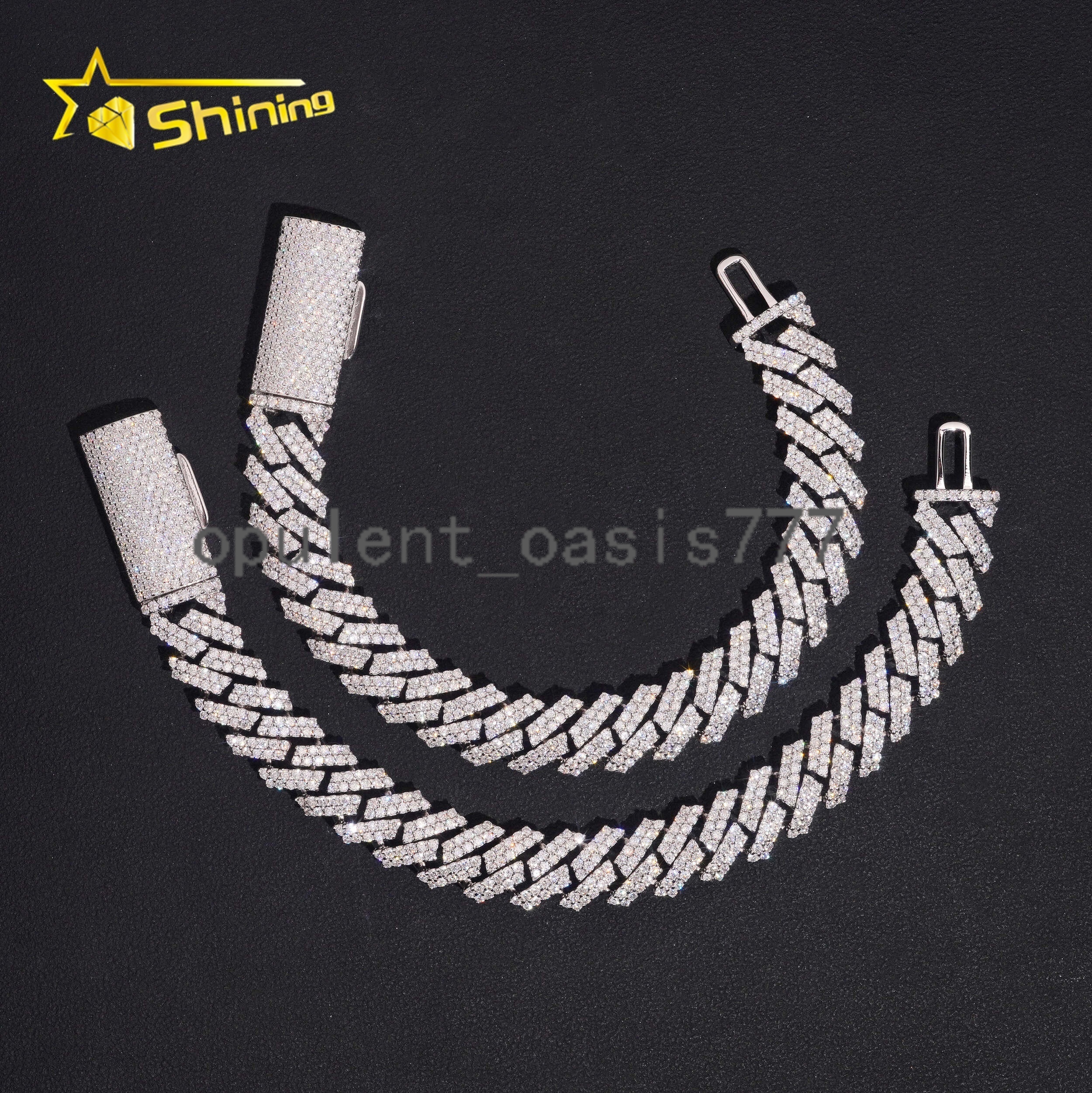 Pass Diamond Tester Fire Jewelry Fashion Hip Hop Style 12mm Cuban Link Chain Bracelet 925 Sterling Silver Moissanite USA Stock