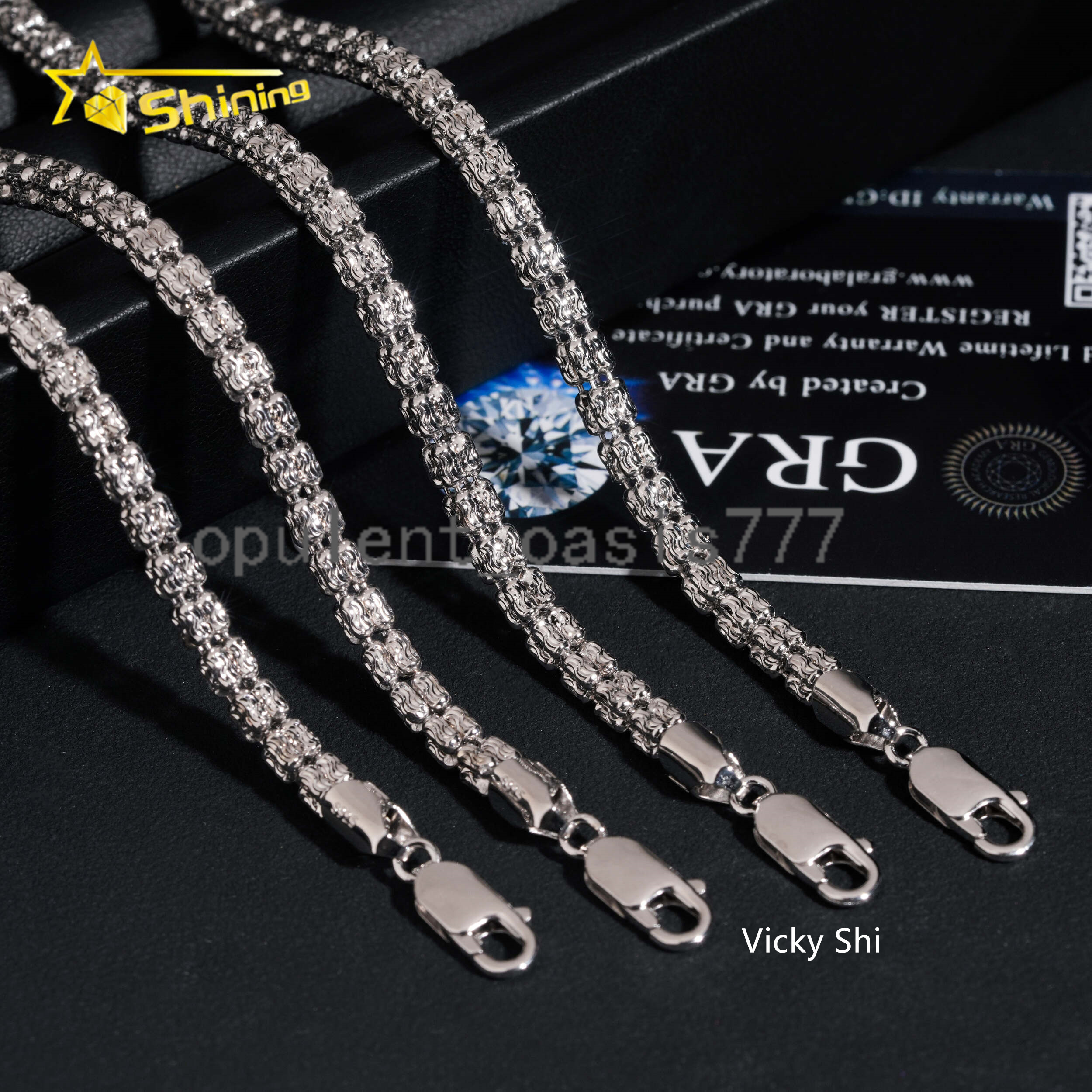 Best Selling 925 Sterling Silver Jewelry 4MM Rope Chain Beads Hip Hop Necklace Men Franco Chain Cuban Link