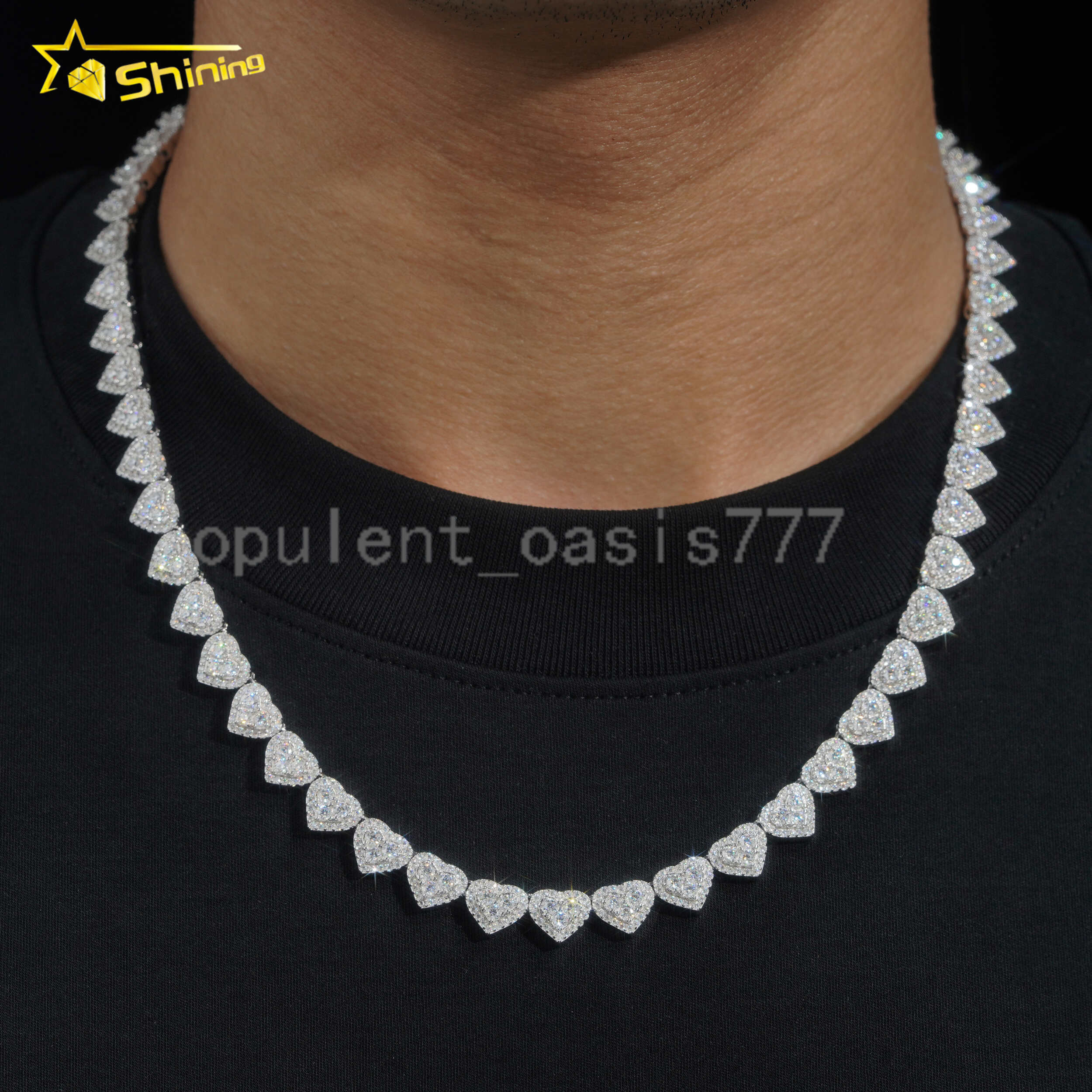 Hot Sale Heart Shape Iced Out Bracelet S925 Gold Plated VVS-FL Moissanite Fashion Chain Necklace