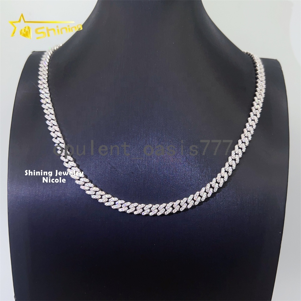 Ready to Ship 925 Silver Thin 6mm Vvs Diamond Cuban Link Chain Women Iced Moissanite Cuban Chain