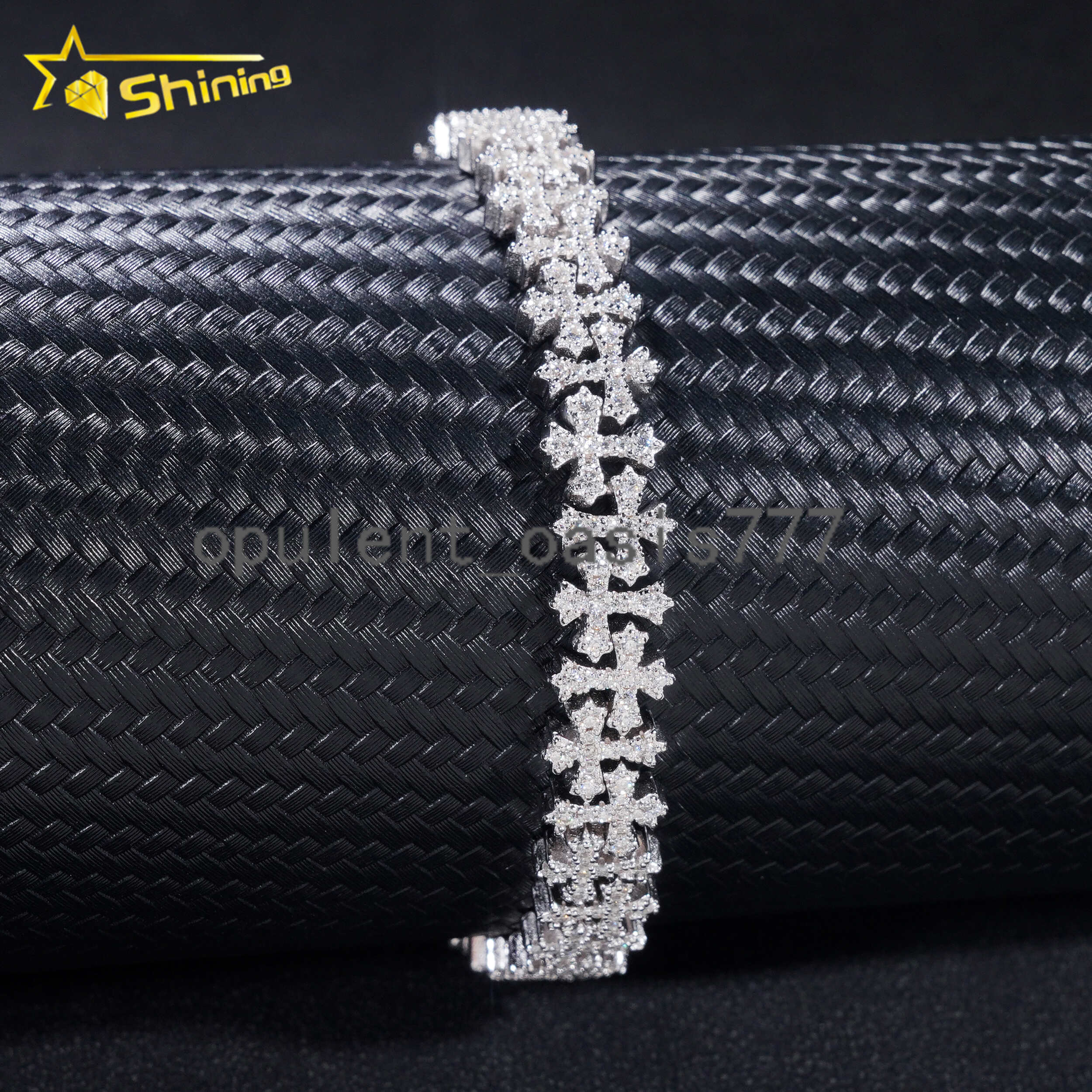 Pass Diamond Tester Silver 925 Gold Plated Hip Hop Jewelry Custom VVS Moissanite Cuban Link Chain Cross Bracelet
