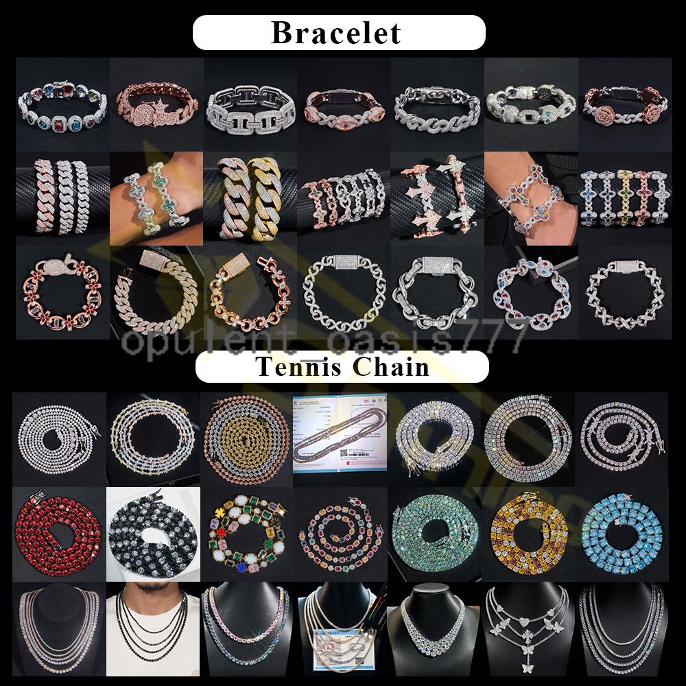Men Iced Out Silver 925 Necklace Fine Jewelry 12MM 2 Rows Moissanite Miami Cuban Chain Custom Hip Necklace