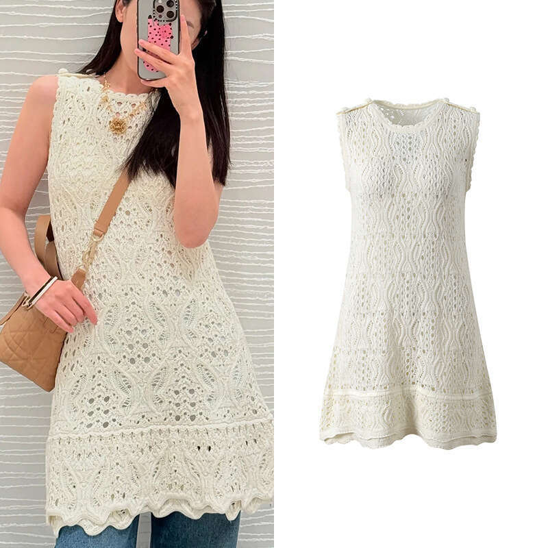 2026 summer new designer women's k30 French crochet hollow FC fashion slim fit sleeveless knitted vest